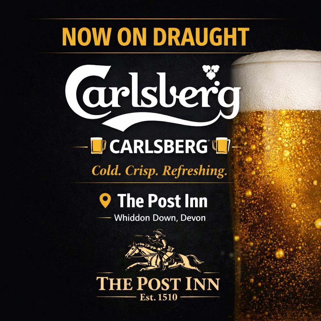 🍺 NOW ON DRAUGHT – CARLSBERG... - The Post Inn, Whiddon down | Facebook