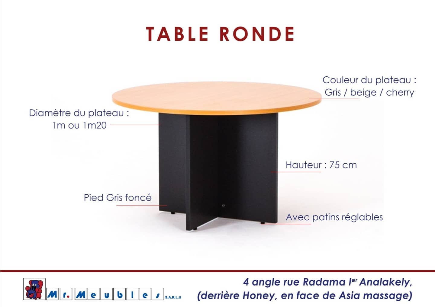 Mr.Meubles - 💥 Table ronde 💥 1 mètre ou 1,20 mètre de...