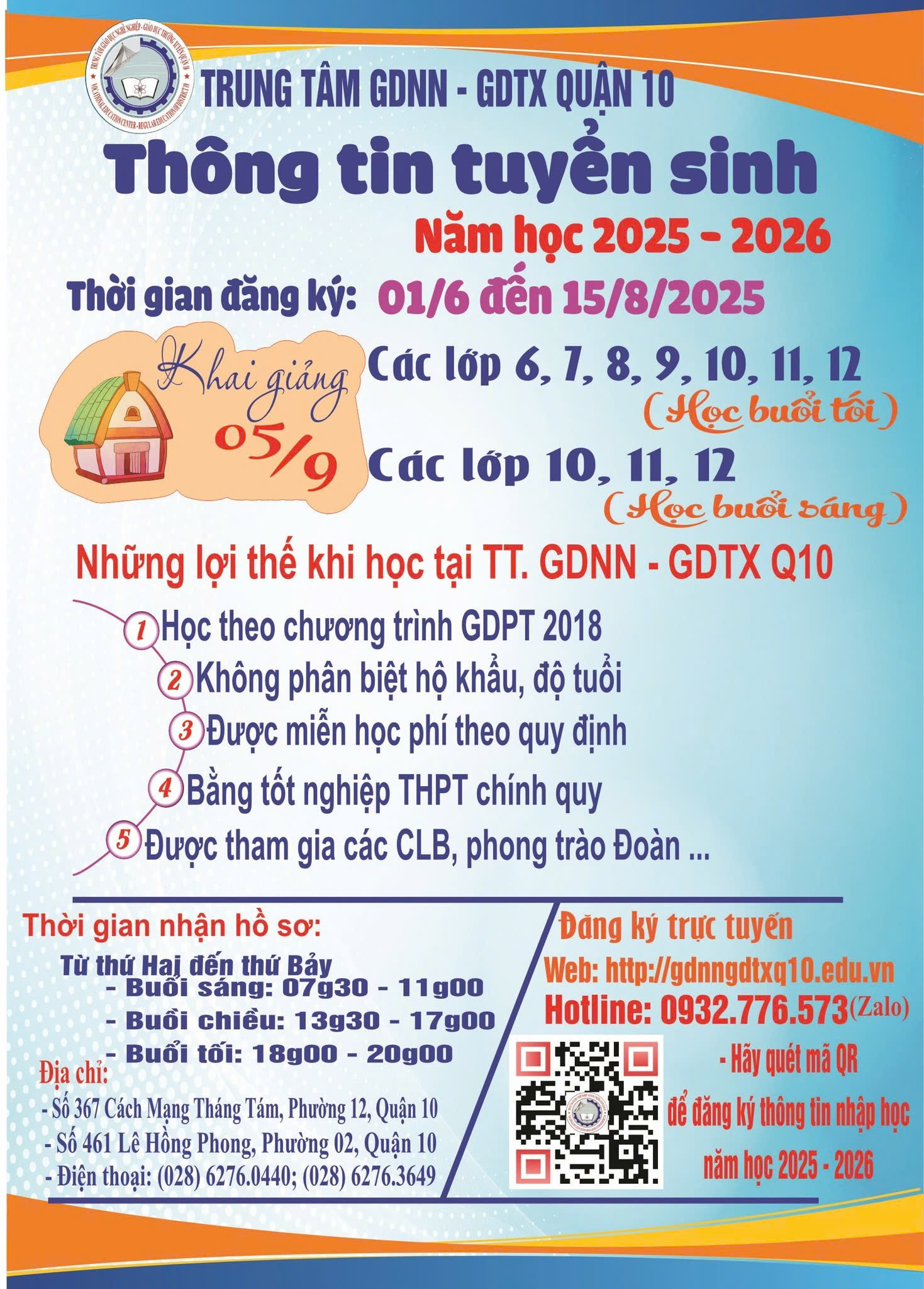 TRUNG TÂM GDNN - GDTX QUẬN 10, TUYỂN SINH NĂM HỌC 2025 - 2026 - MÔI ...