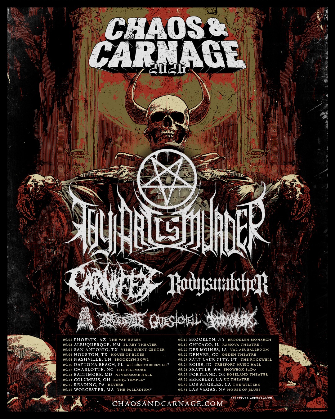 CHAOS AND CARNAGE! We will be joining Thy Art Is Murder @carnifex
