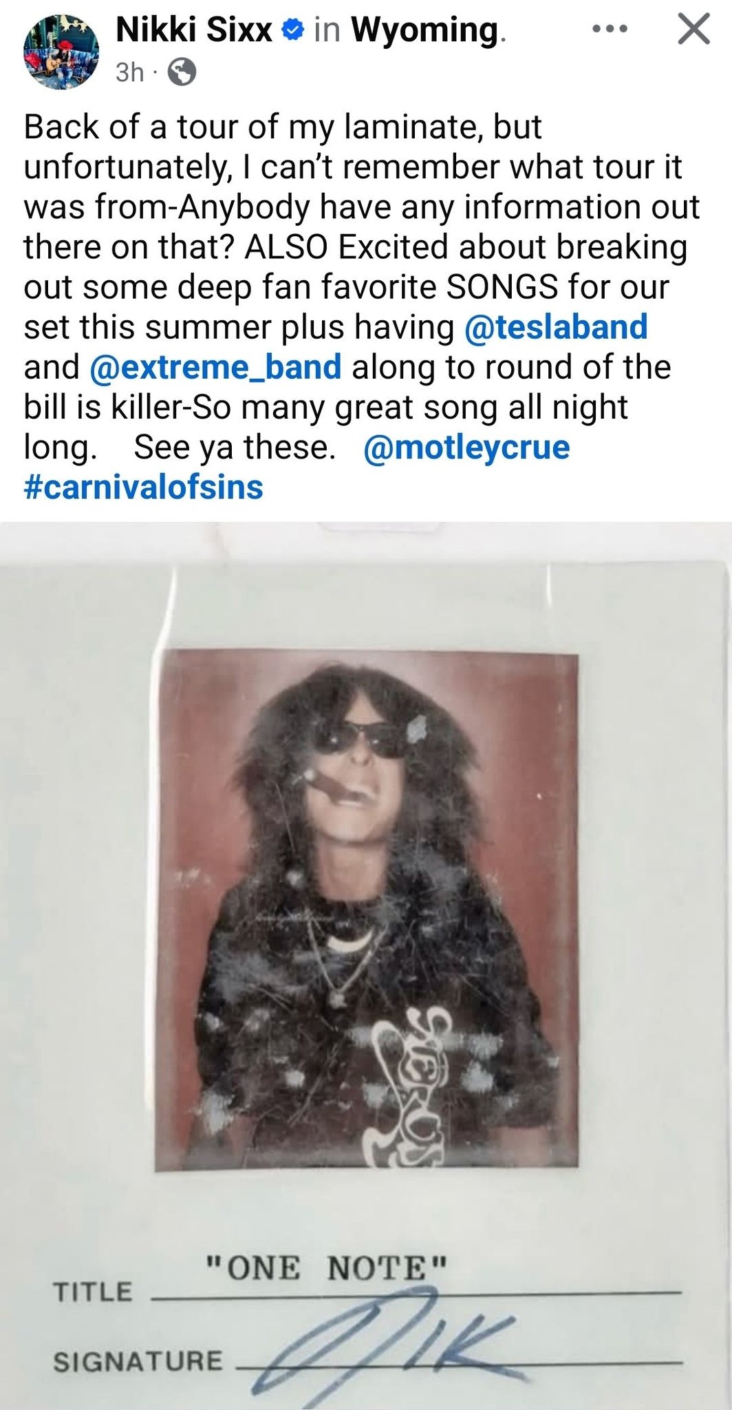Mötley Crüe Nikki Sixx 