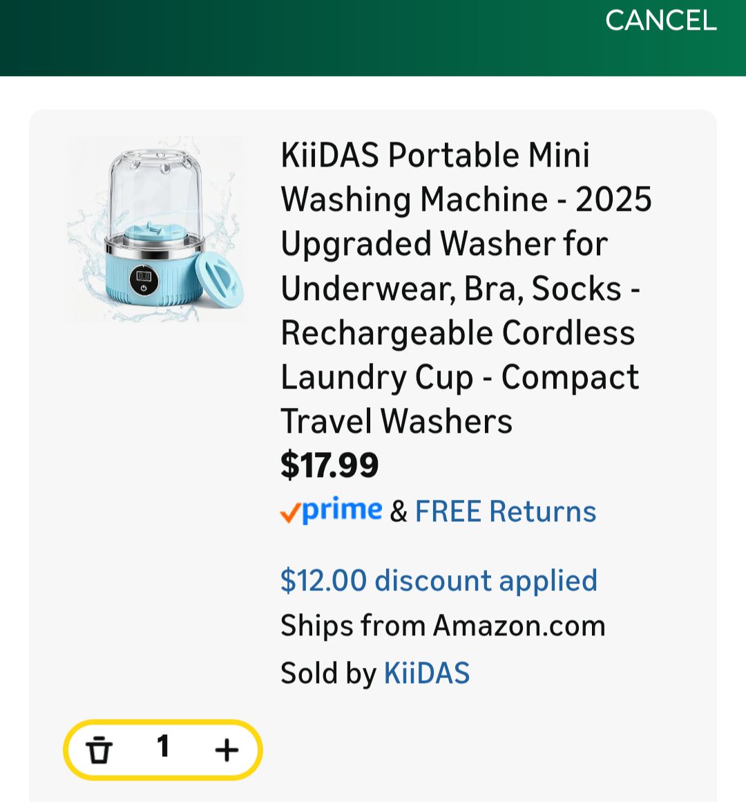 Portable Washing Machine Discount price: $17.99 Original price