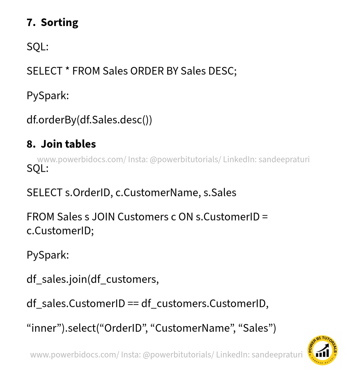 SQL vs PySpark Explained Simply -... - Power BI - Tutorials | Facebook