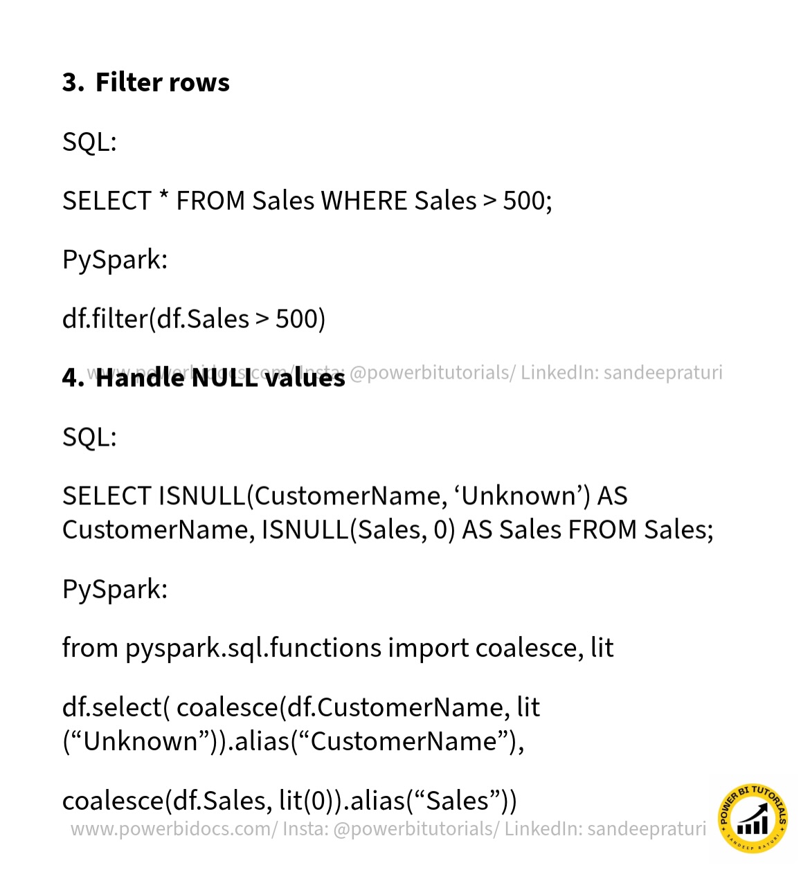 SQL vs PySpark Explained Simply -... - Power BI - Tutorials | Facebook