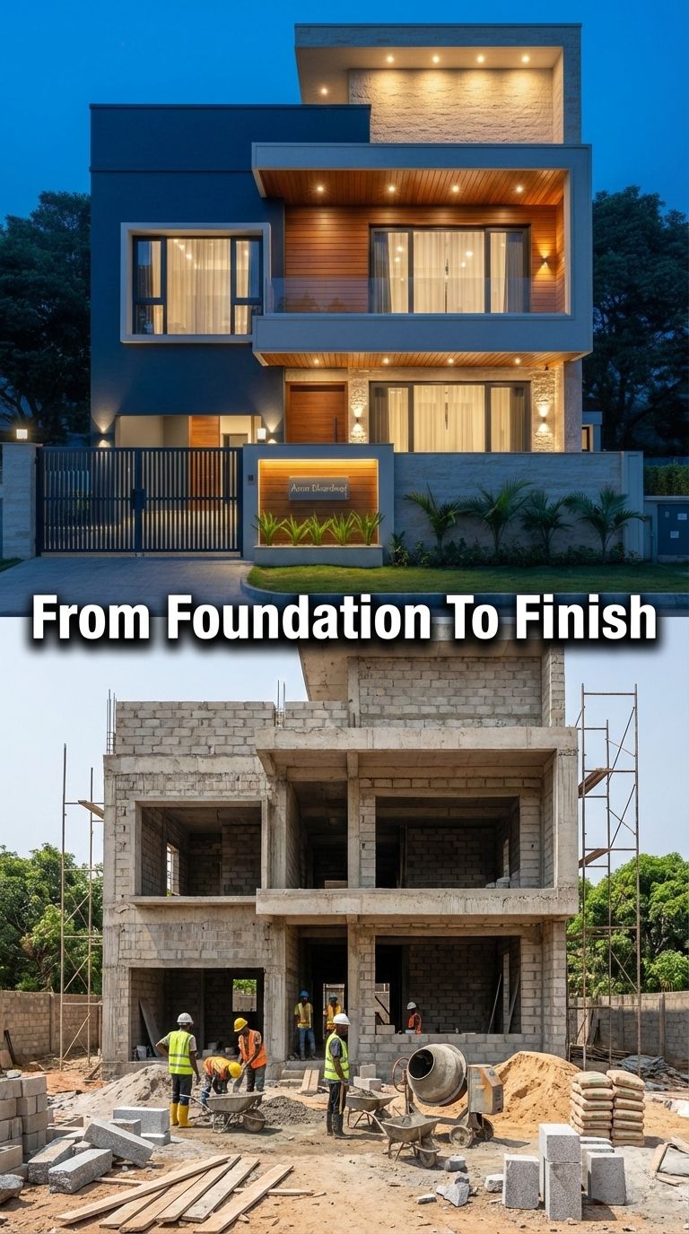 Stages of modern house construction