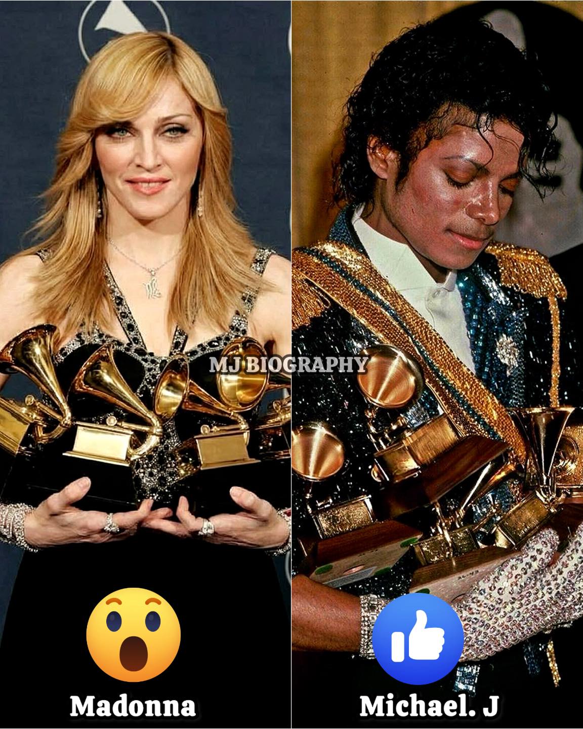 Michael Jackson vs Madonna Grammy Awards comparison