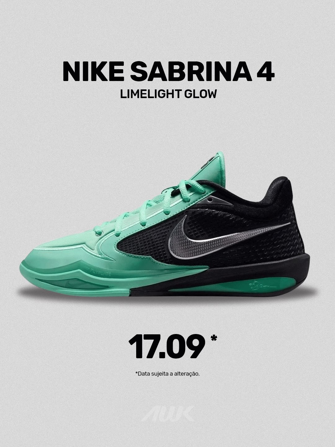 O Nike Sabrina 4 Limelight Glow desembarca hoje na Artwalk