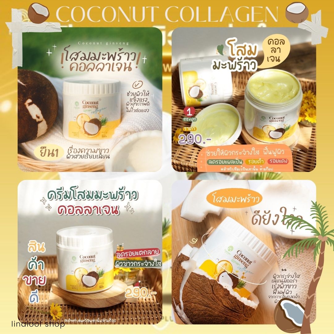 Picture Idea: Coconut Ginseng Plus Collagen Cream คร มโสมมะพร าวคอลลาเจน