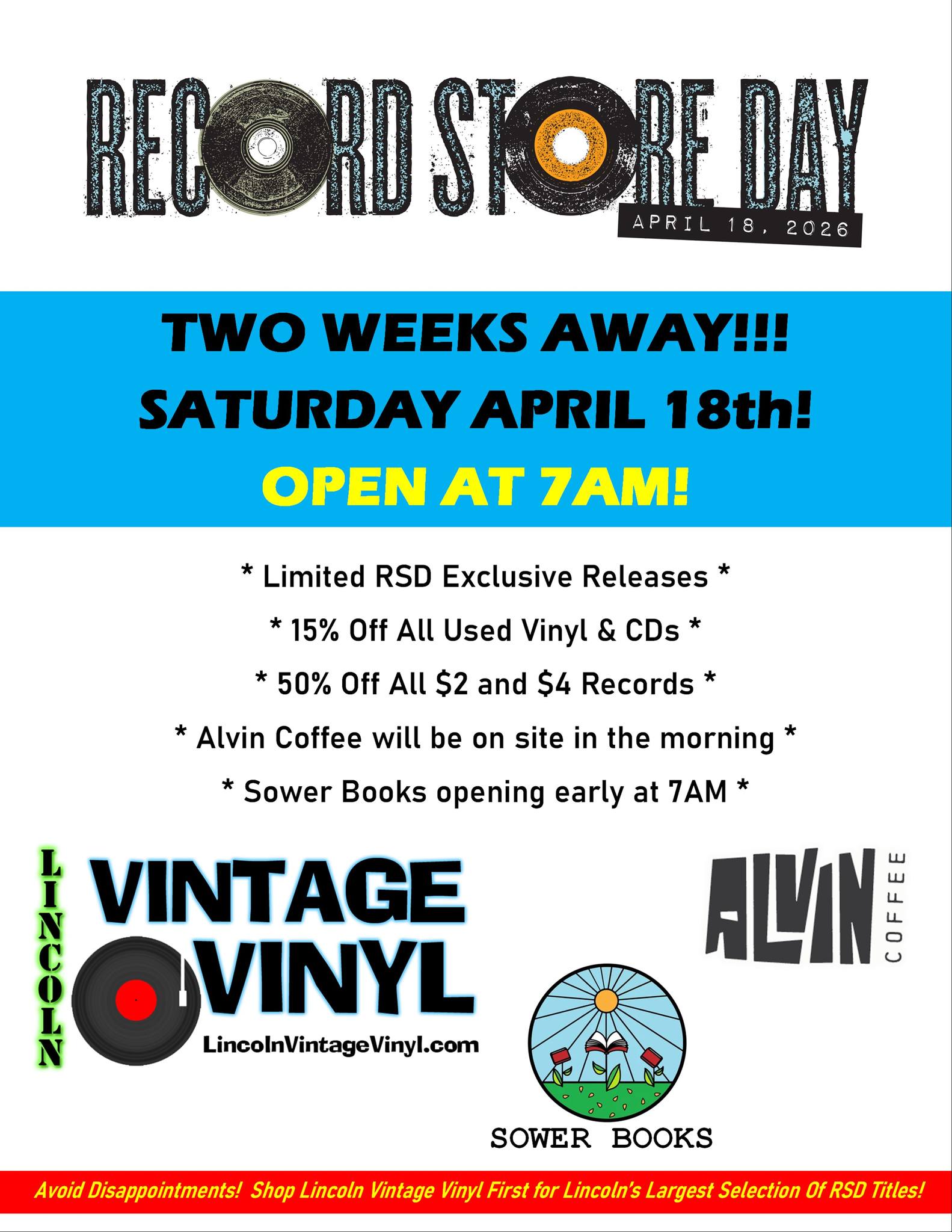 Record Store Day is only Two Weeks Away! Be sure to mark your 