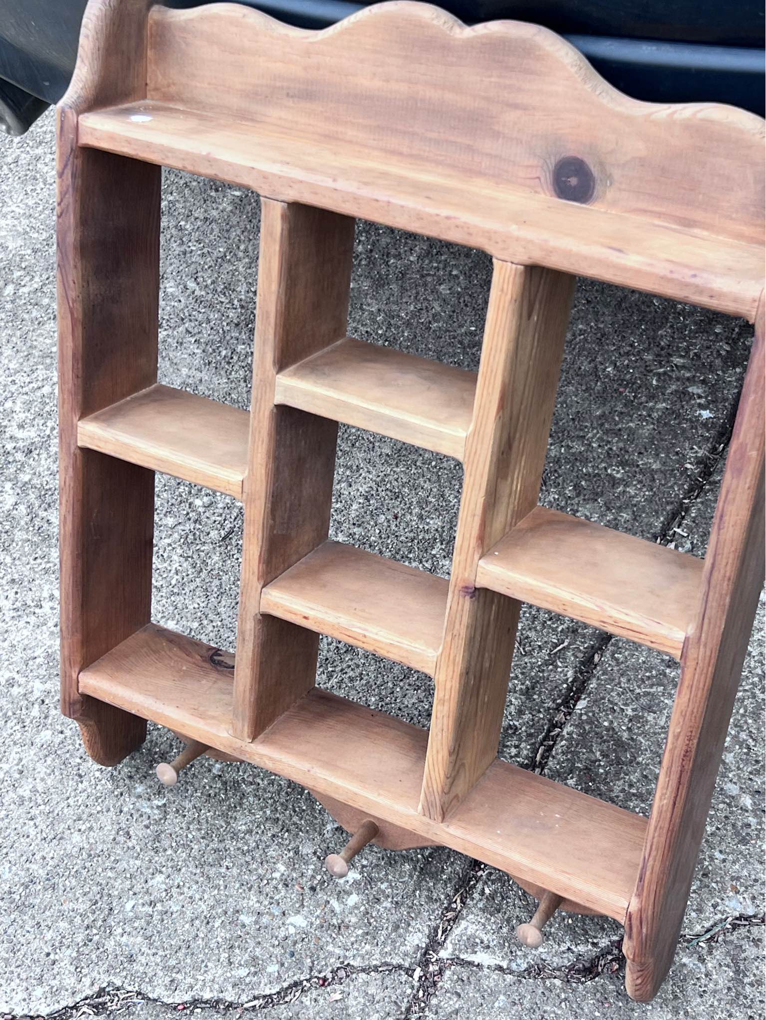 Vintage wooden curio or knick-knack display shelf cottagecore granny