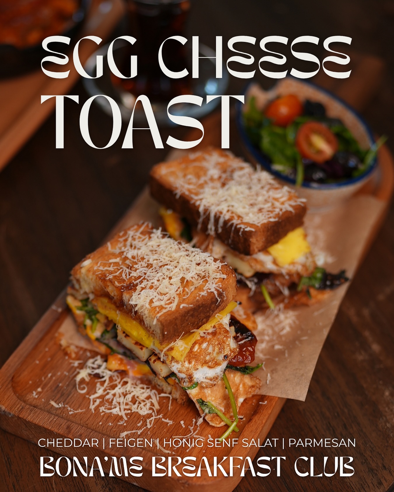 Absolutes must-try bei deinem nächsten Besuch! Unser Egg Cheese Toast ist Teil des neuen Frühstücks und ab sofort an jedem Bona'me Standort erhältlich 🥪 #brunchspot #brunchwithfriends #orientalische