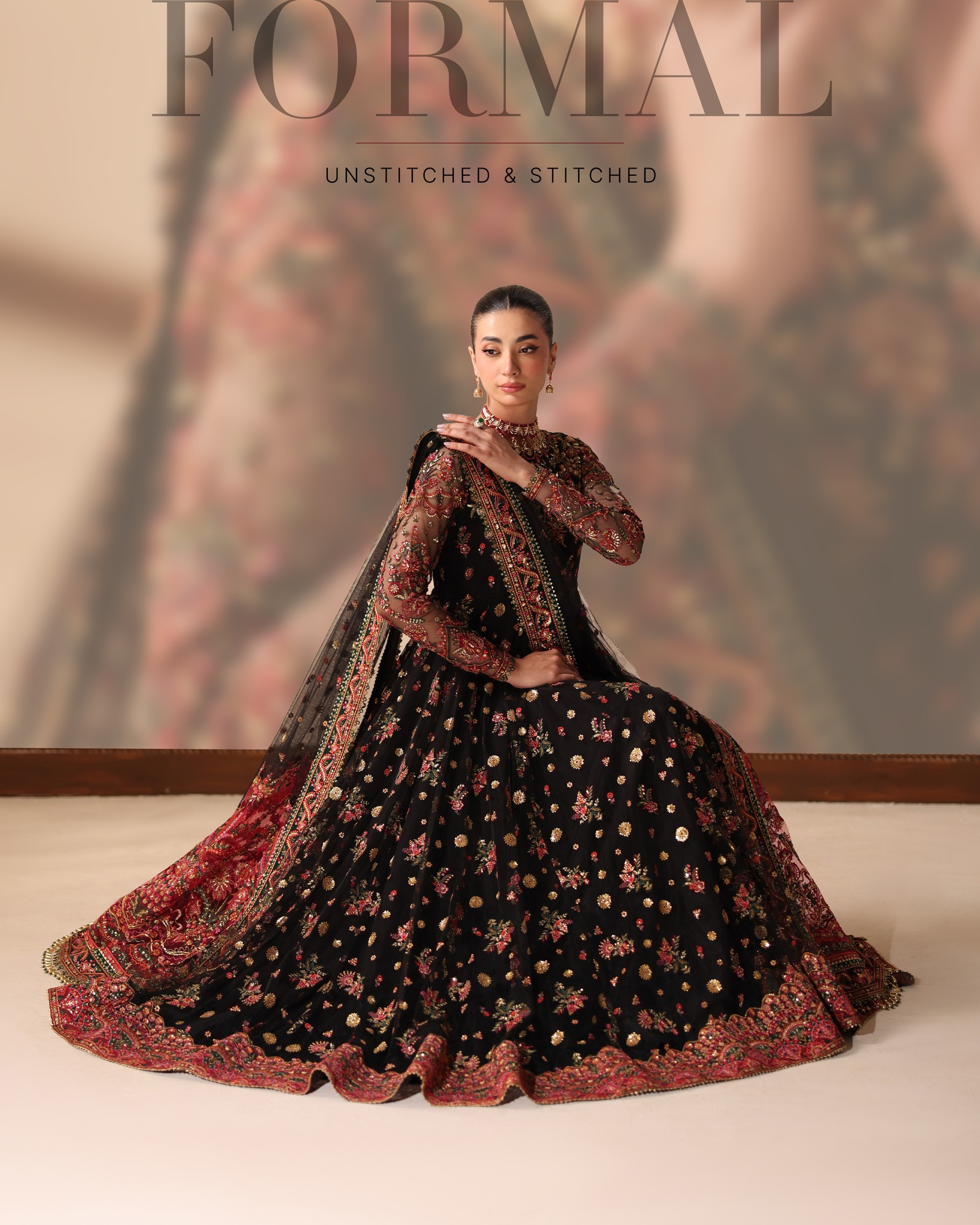 formal unstitched dress - / STITCHED Details: Embroidered Net Fancy dresses