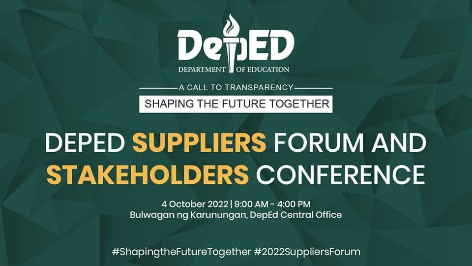 DepEd Tayo - Join us today for the 2022 Suppliers Forum... | Facebook