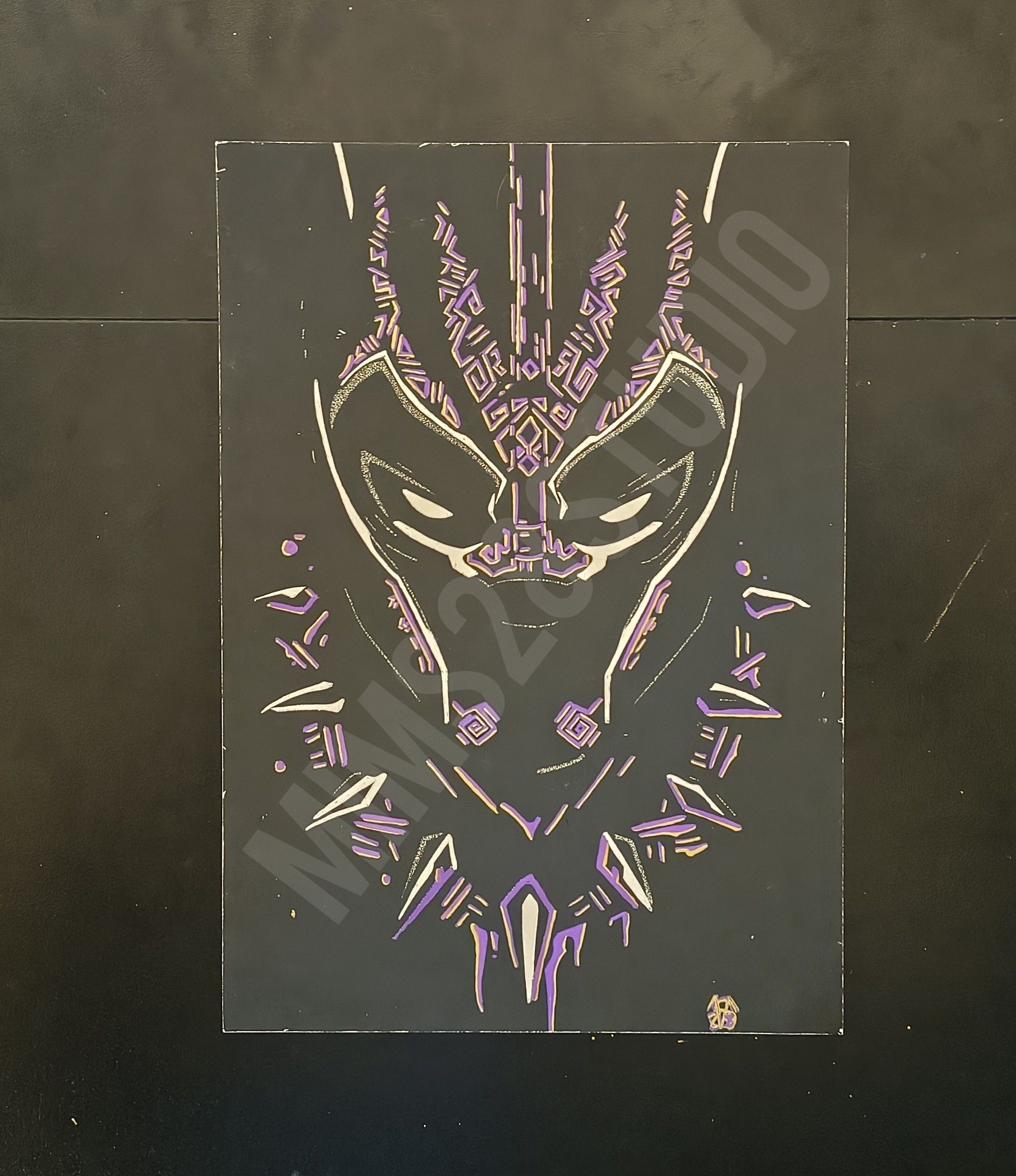 Black panther scratchboard art project