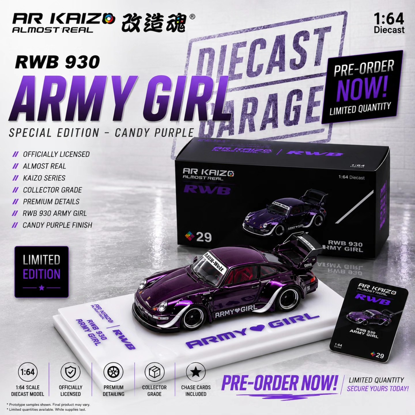 Almost Real AR Kaizo 1:64 diecast RWB 993 Army Girl special edition