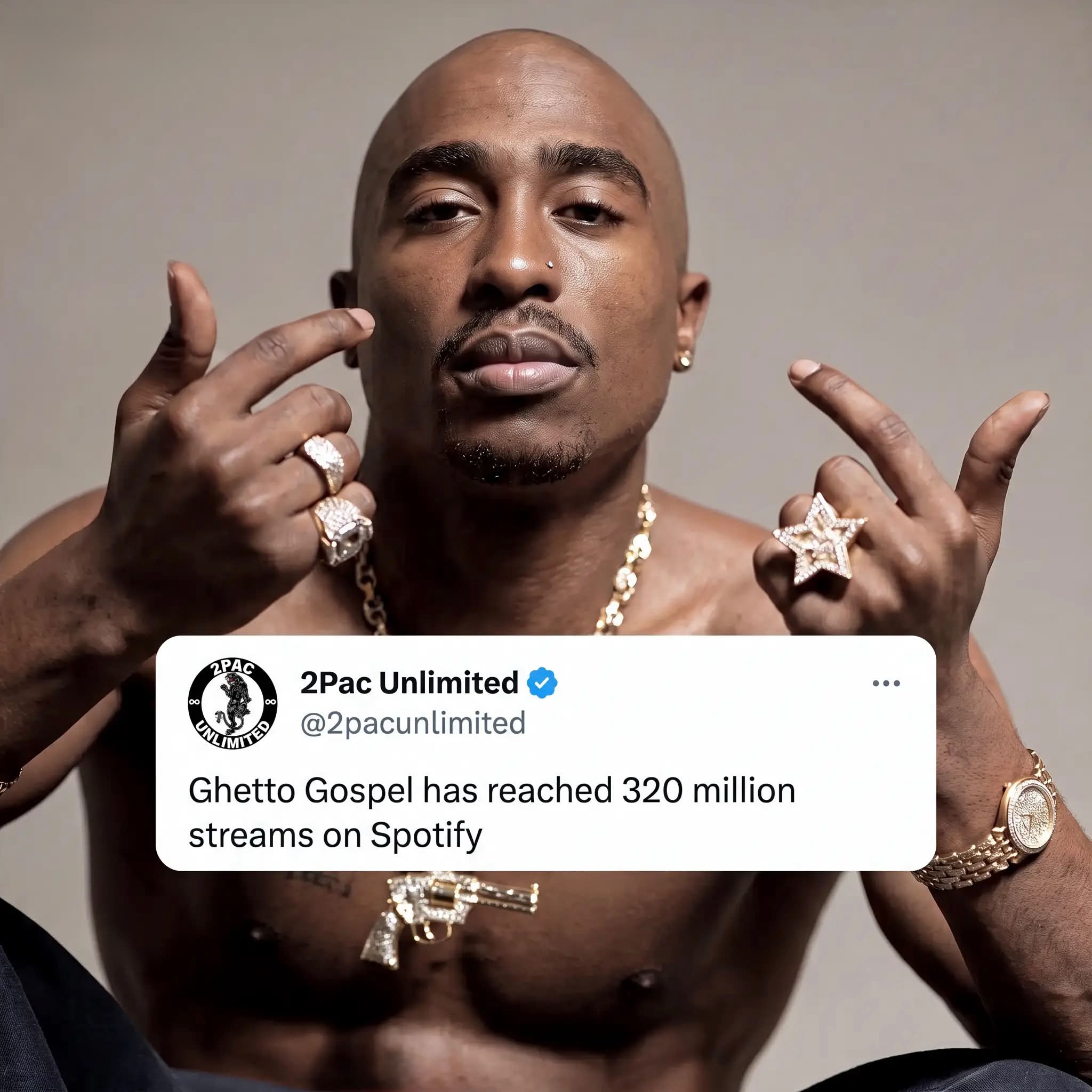2Pac's Ghetto Gospel hit 320 million streams on Spotify. What's
