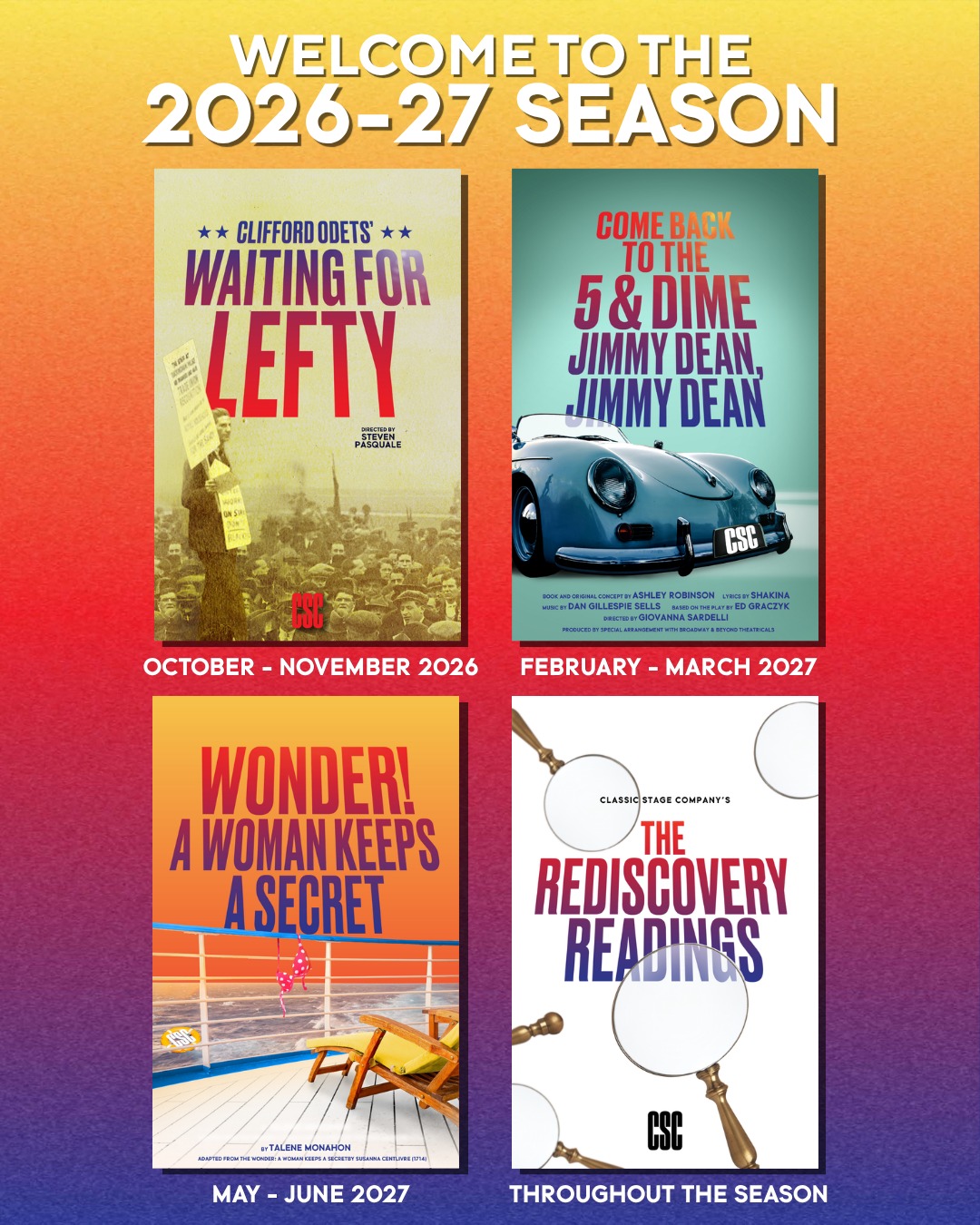 Our season will begin in October 2026 with Clifford Odets  