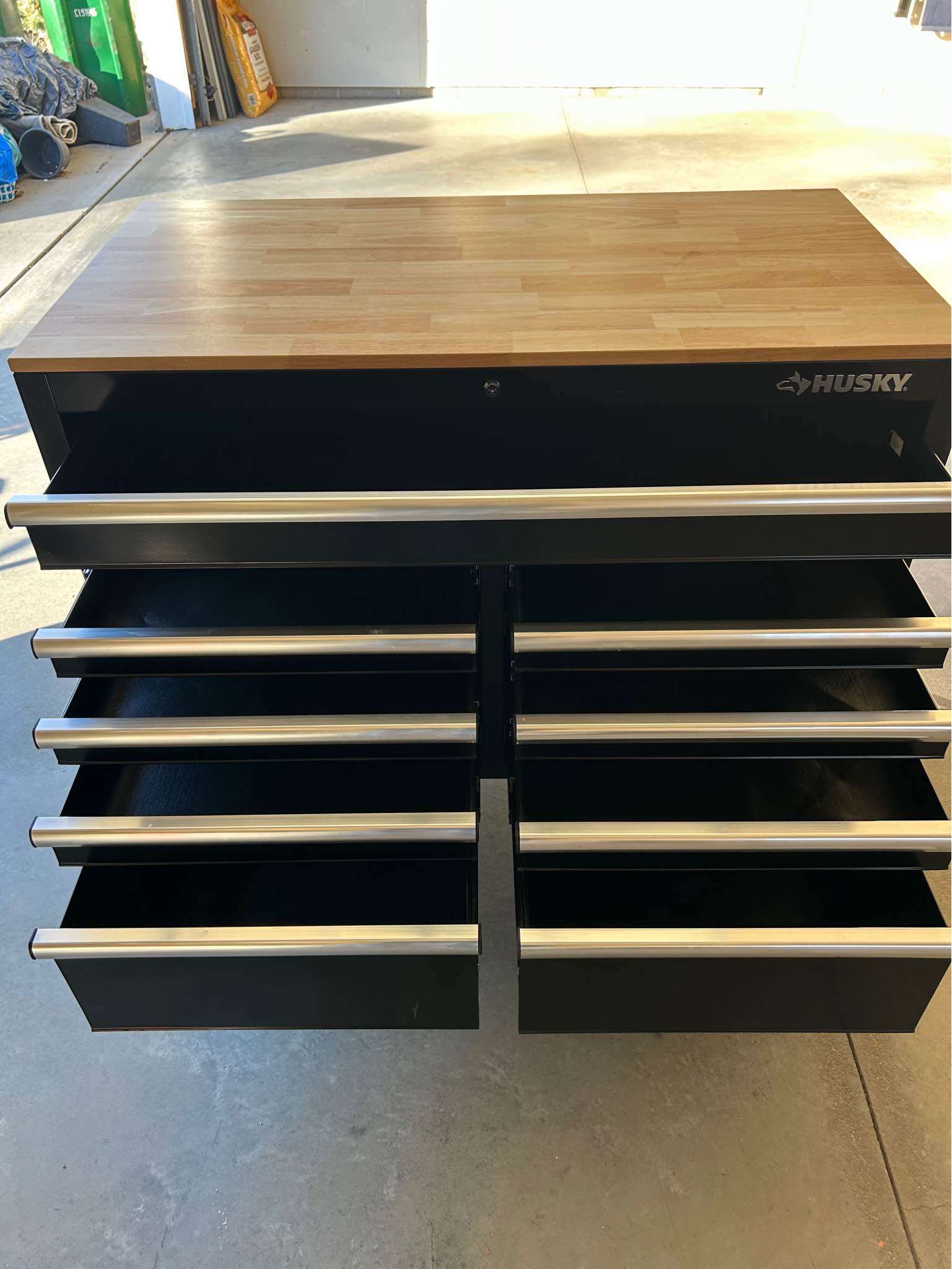 Tool Storage 46 in. W x 24 in. D 9-Drawer Mobile Workbench Cabinet in ...