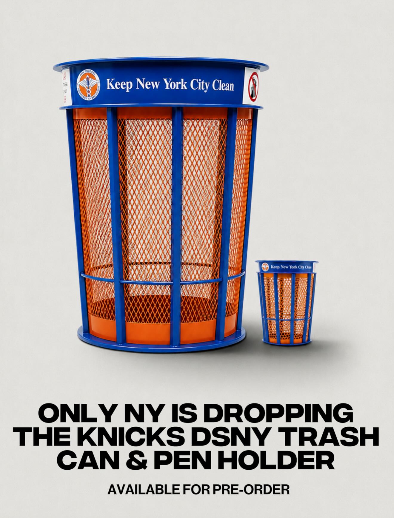 The Knicks themed trash cans for the Knicks parade can now be