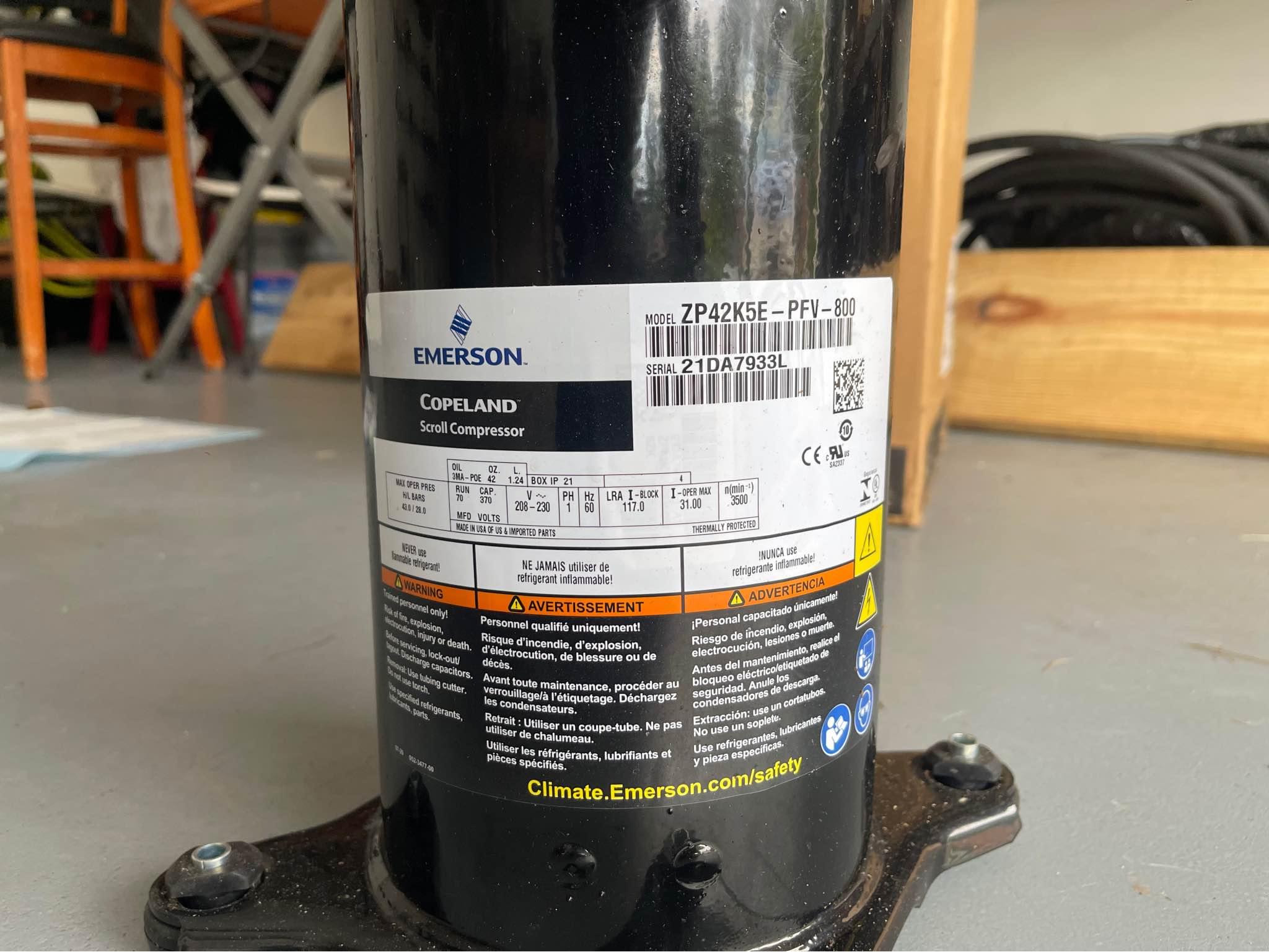 HVAC Compressor 3-1/2 tons single phase 208-230V model ZP42K5E-PFV-800