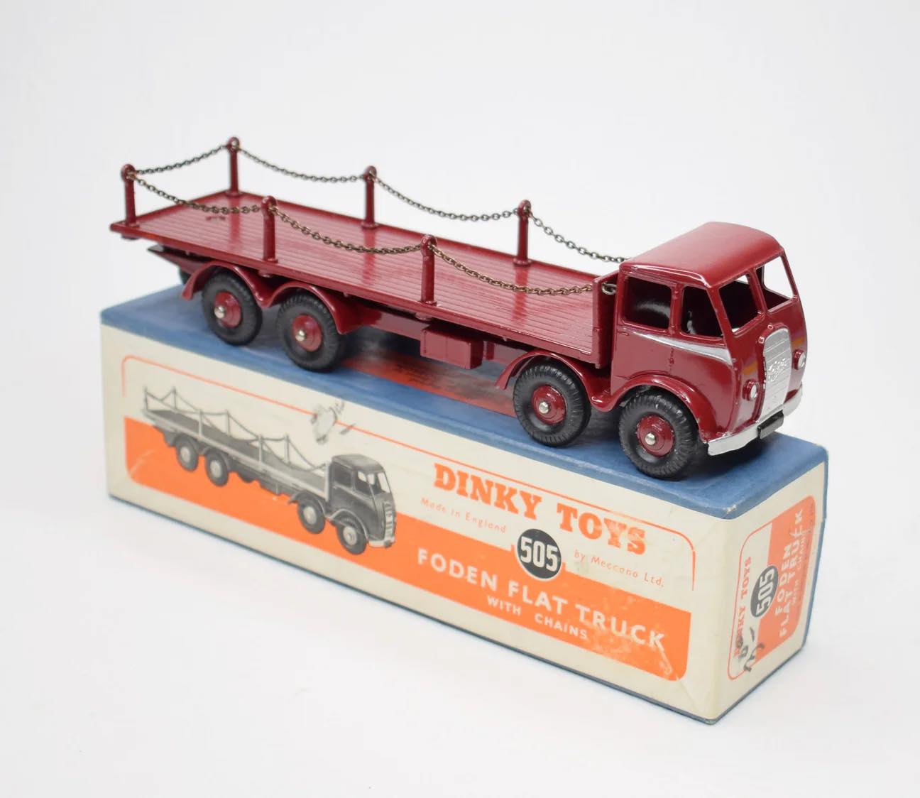 Dinky 905 Foden Flat Truck With Chains Green In Original Box