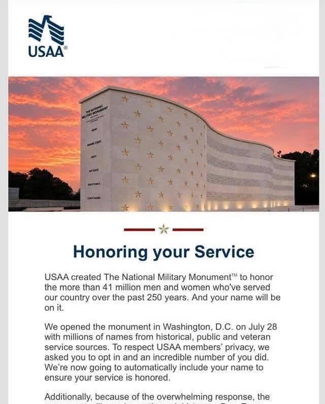As The National Military Monument™ is unveiled today in Washington