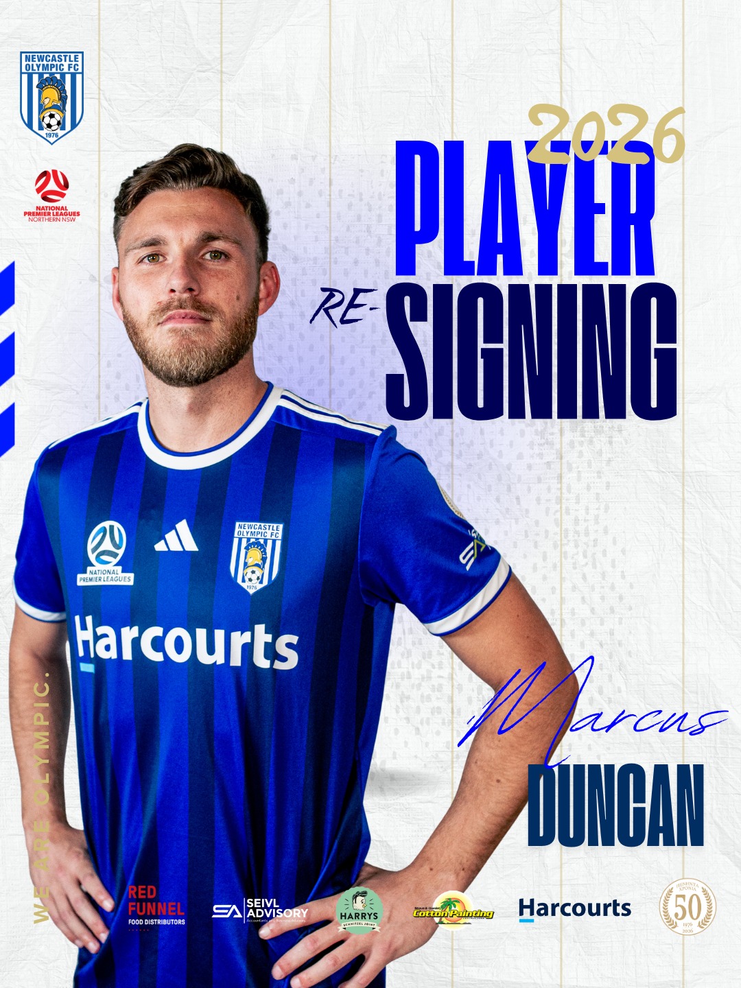 CAPTAIN RE-SIGNS 💙🤍 Marcus Duncan... - Newcastle Olympic FC | Facebook