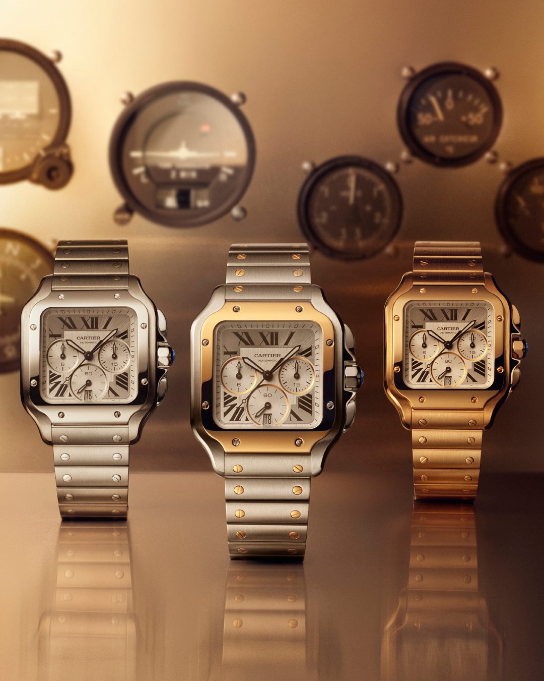三四郎　 1154045 The signature Santos de Cartier, in three new variations. All