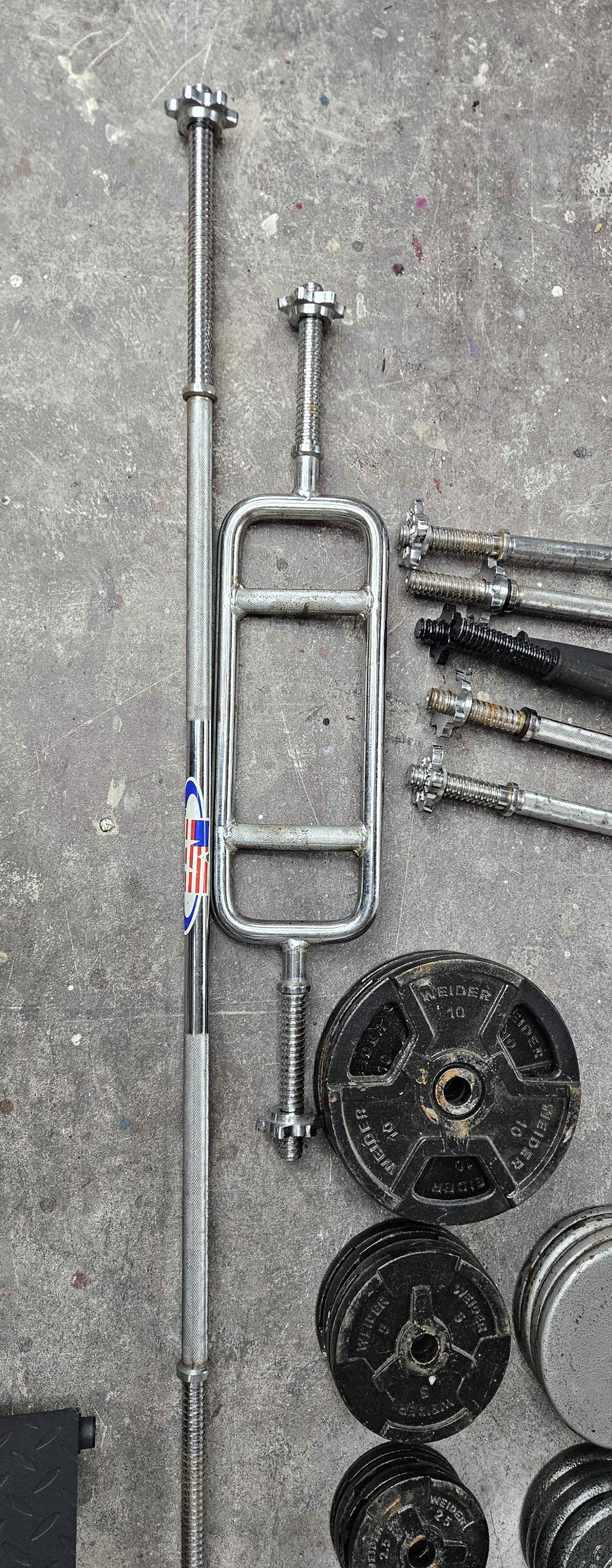 Weights and bars for sale.
