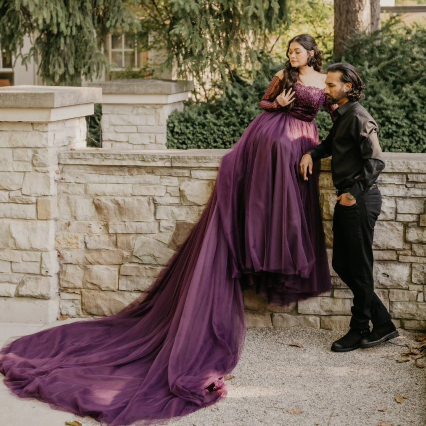 purple dress for engagement Soteria rental photos Style:F Organic Cotton Interlock Cap colour:evilia-dress-blooming-vines-brown-6 Set ensuring both comfort and