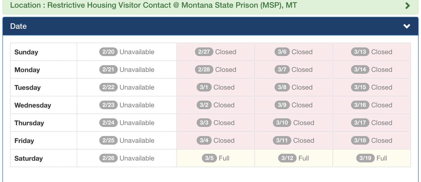 Visiting MSP Inmates/MT-DOC Concerns