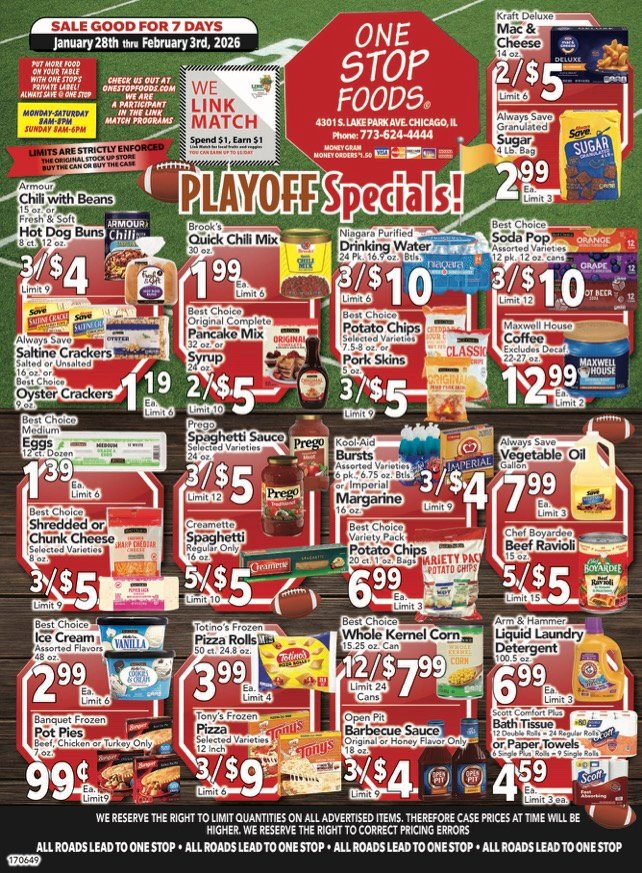 🏈 PLAYOFF SPECIALS ARE LIVE! The savings are on at One Stop Foods