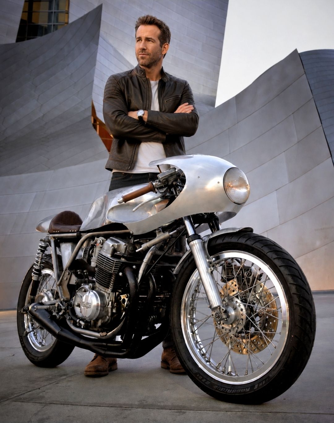 Tom Hardy on 1970s Honda CB 400F ❤️ By- Spitfire Speed Shop