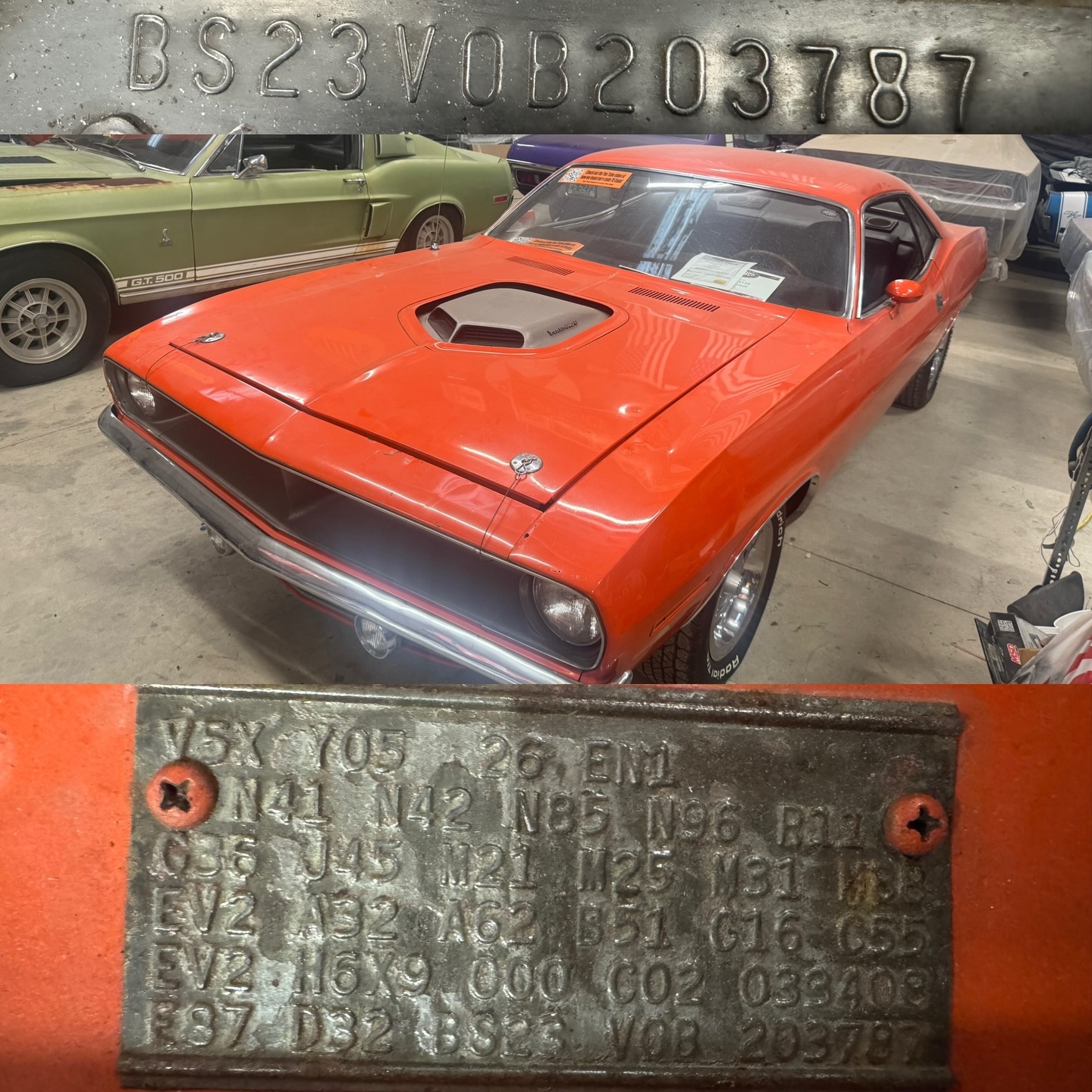 Unsold 1970 orange cuda with numbers engine