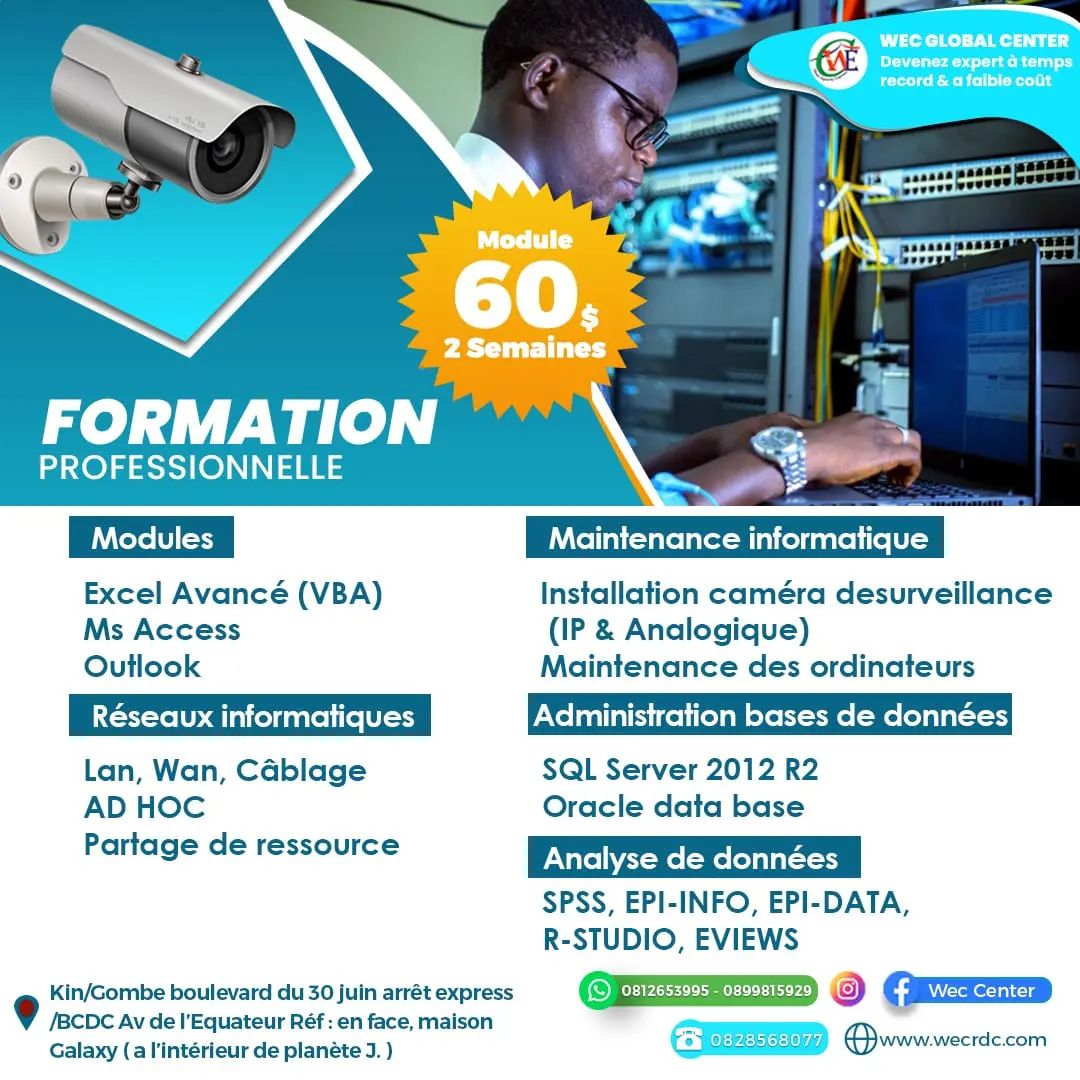 WEC - Formation Professionnelle Inscription 5$ Frais : 60$ par Module ...