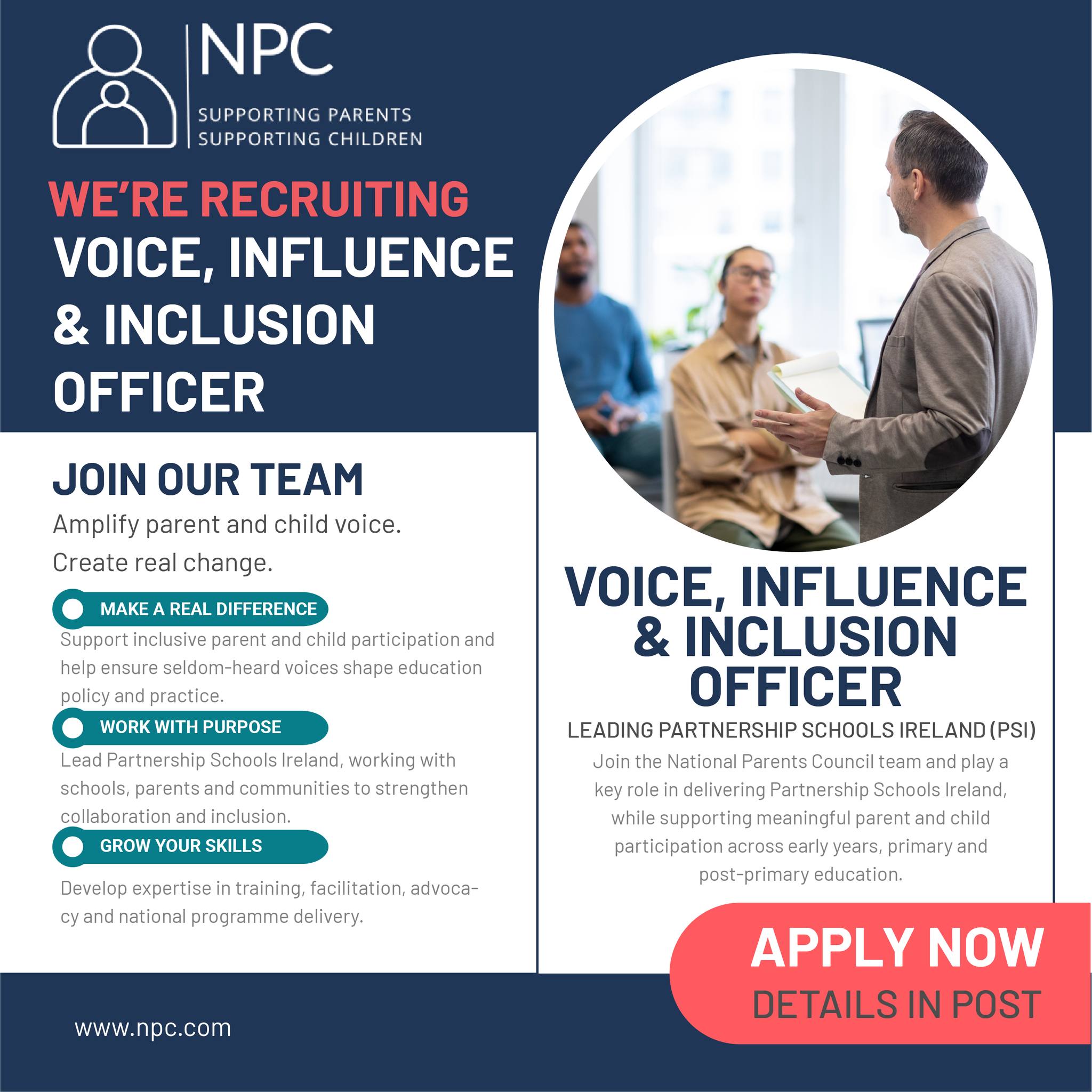 National - 📣 𝗪𝗘’𝗥𝗘 𝗥𝗘𝗖𝗥𝗨𝗜𝗧𝗜𝗡𝗚: 𝗡𝗣𝗖 𝗩𝗢𝗜𝗖𝗘, 𝗜𝗡𝗙𝗟𝗨𝗘𝗡𝗖𝗘 & 𝗜𝗡𝗖𝗟𝗨𝗦𝗜𝗢𝗡 𝗢𝗙𝗙𝗜𝗖𝗘𝗥 ...