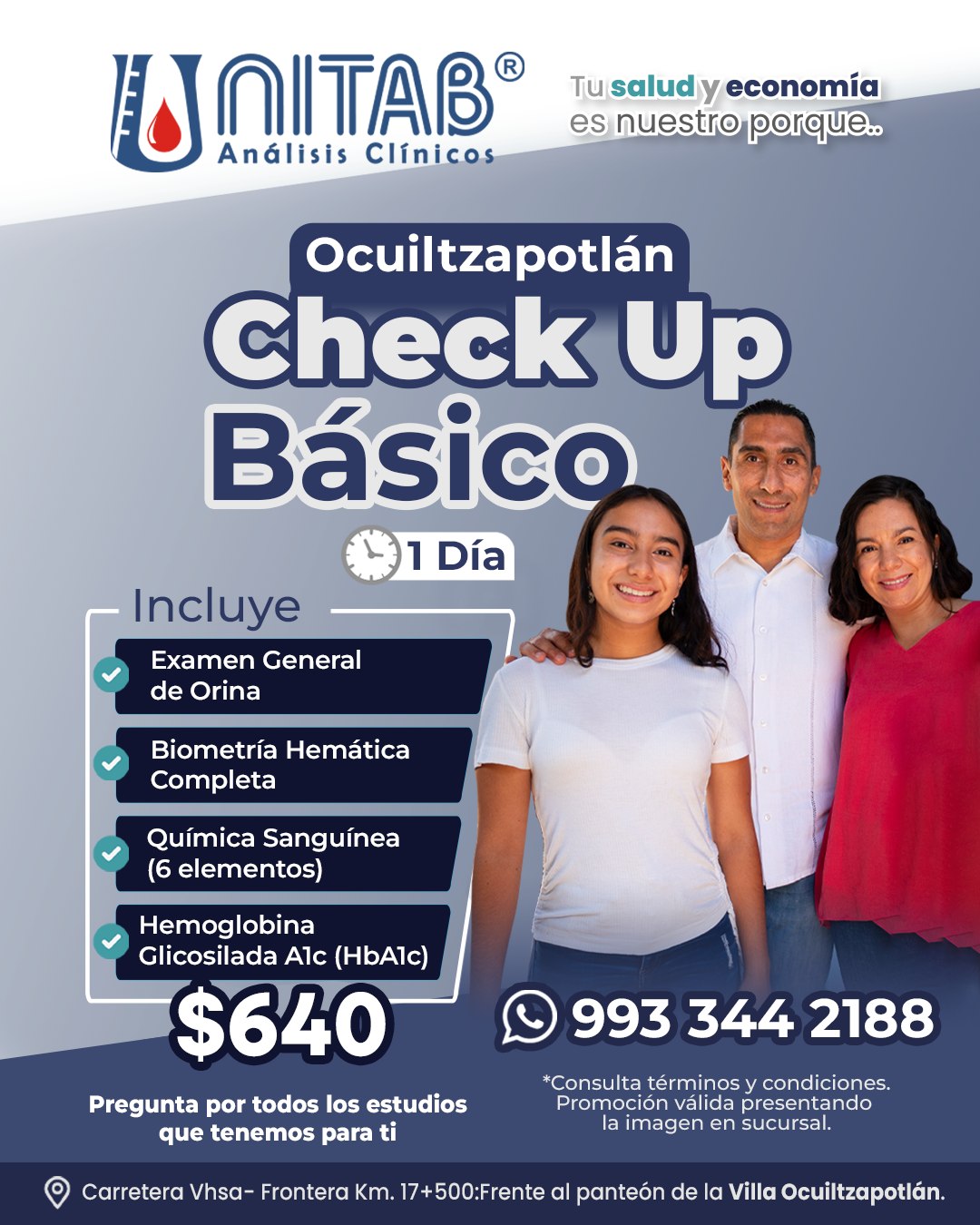 🔬 😀 𝗖𝗵𝗲𝗰𝗸 𝗨𝗽 𝗕𝗮́𝘀𝗶𝗰𝗼 $640 😀 🔬... - Unitab Análisis Clínicos | Facebook