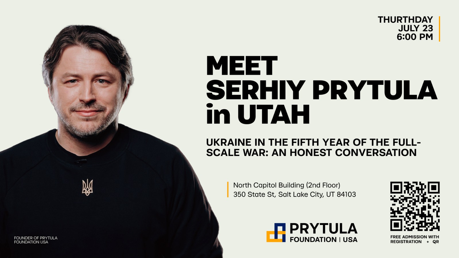 Serhiy Prytula Discusses Ukraine's Fifth Year of War at Utah Capitol