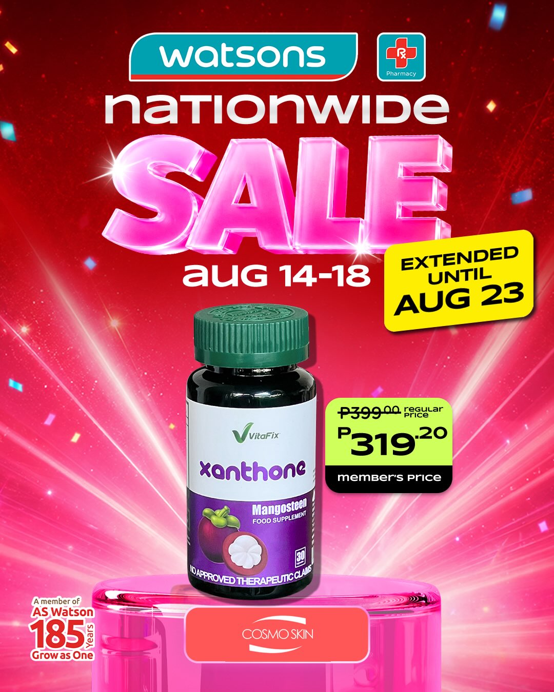 cosmo skin glutathione price in watsons BAC Water- 30ML Servings:30-1733 Formula:Sodium