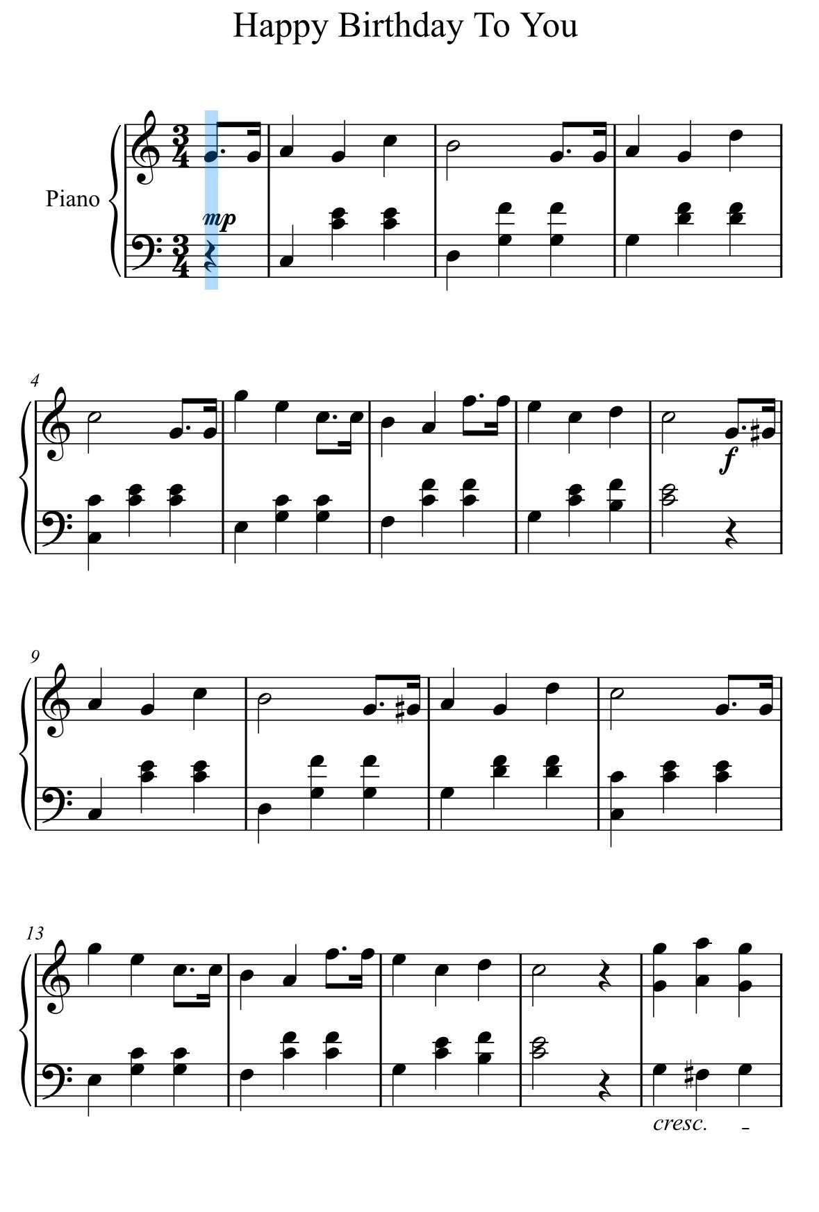 Happy Birthday to you” sheet music 🎼 #happybirthday #pianoteacher