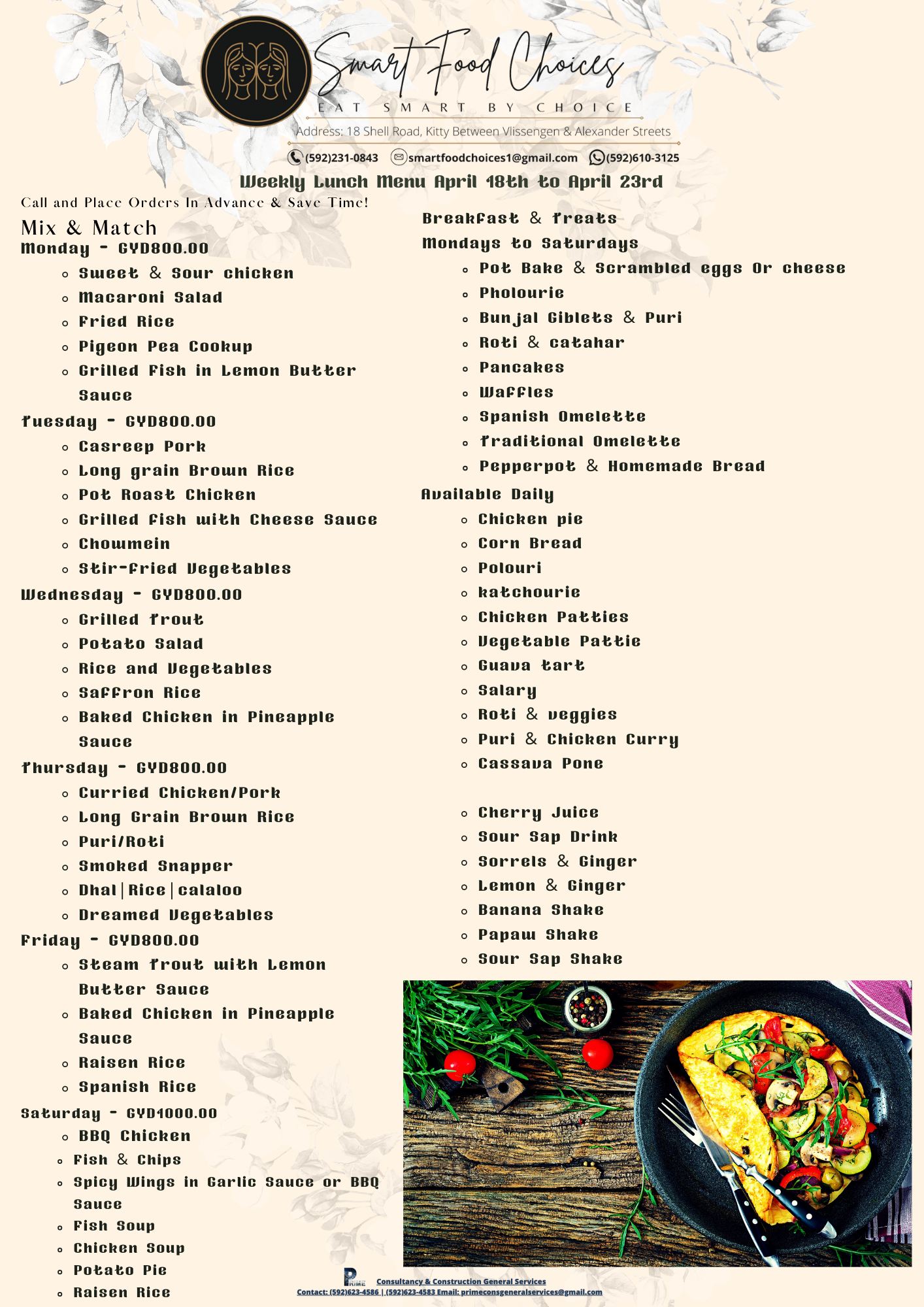 Our Weekly Menu...... - Smart Food Choices | Facebook