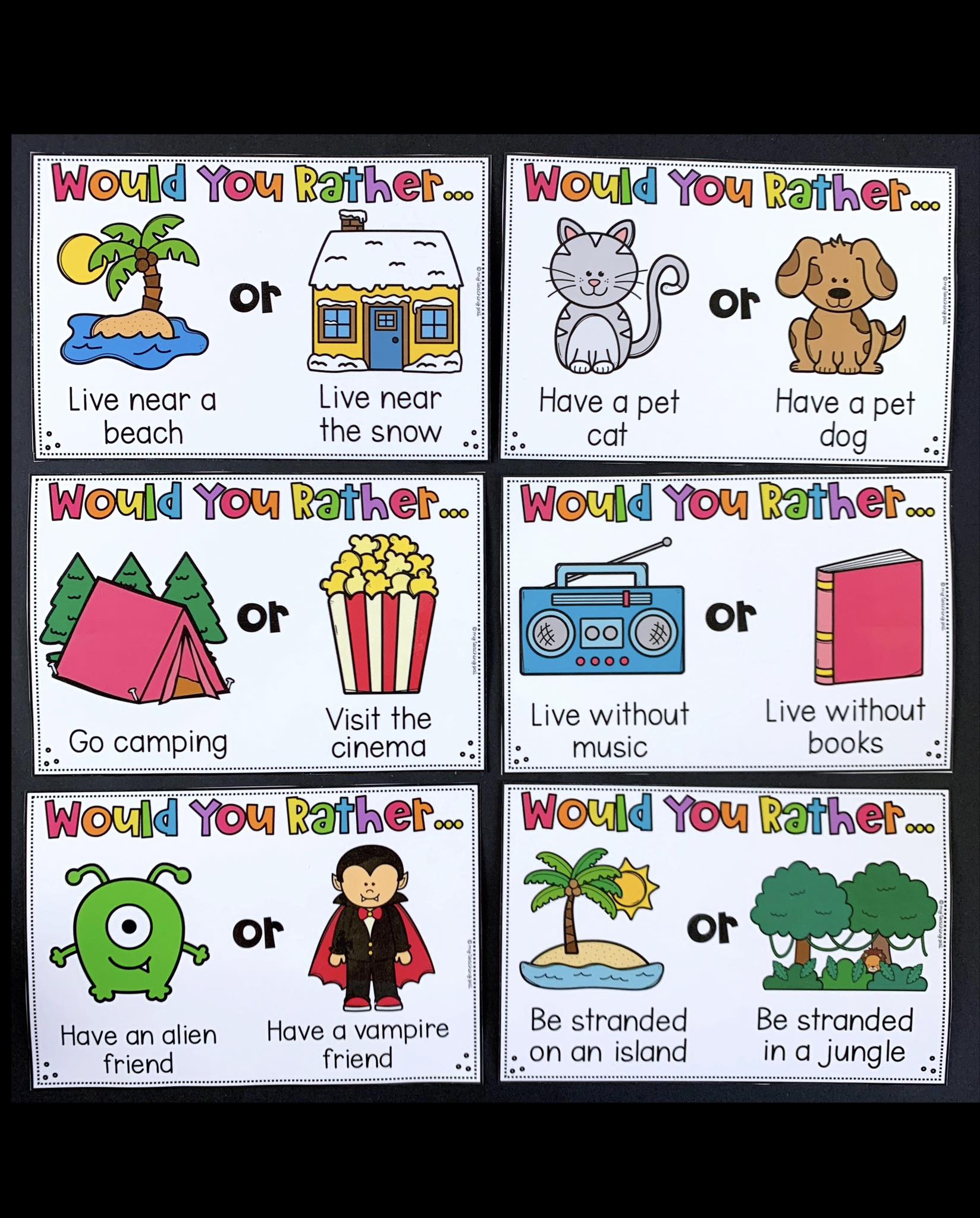 My - Comment OPINION for the link to this set of Would You Rather Cards ...