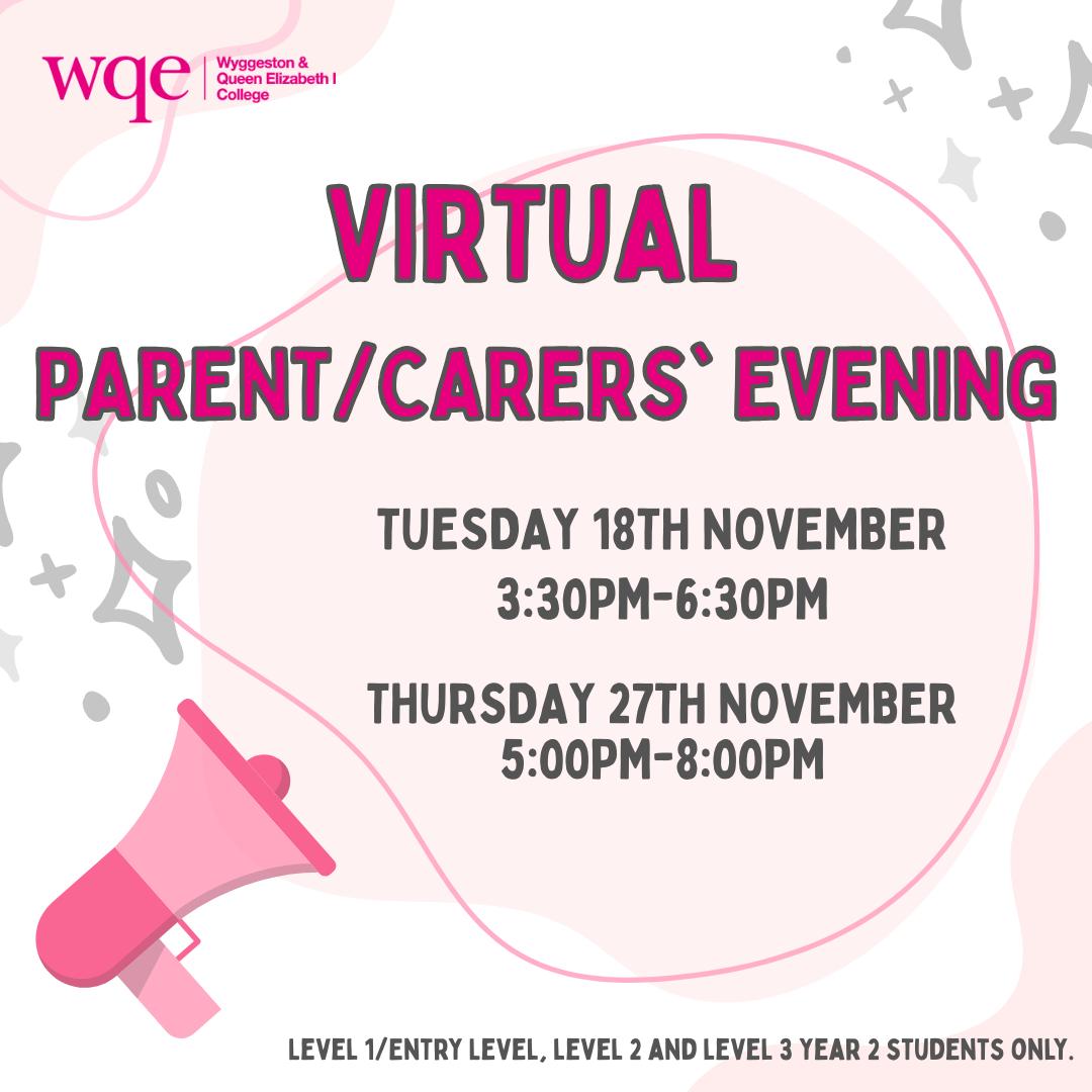 WQE - Our Virtual Parent/Carers' Evenings are coming soon. There are 2 ...