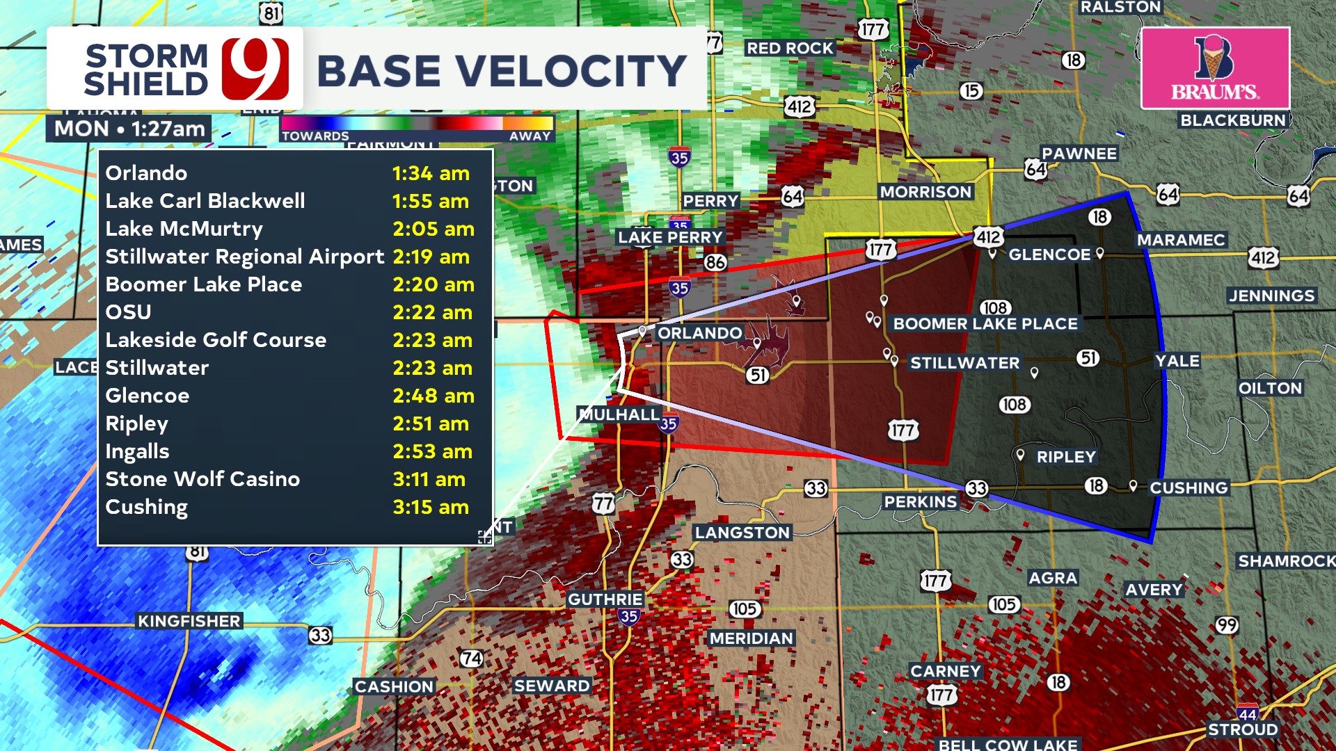 Tornado Warning for Logan, Noble, and Payne counties until 2 AM. #okwx