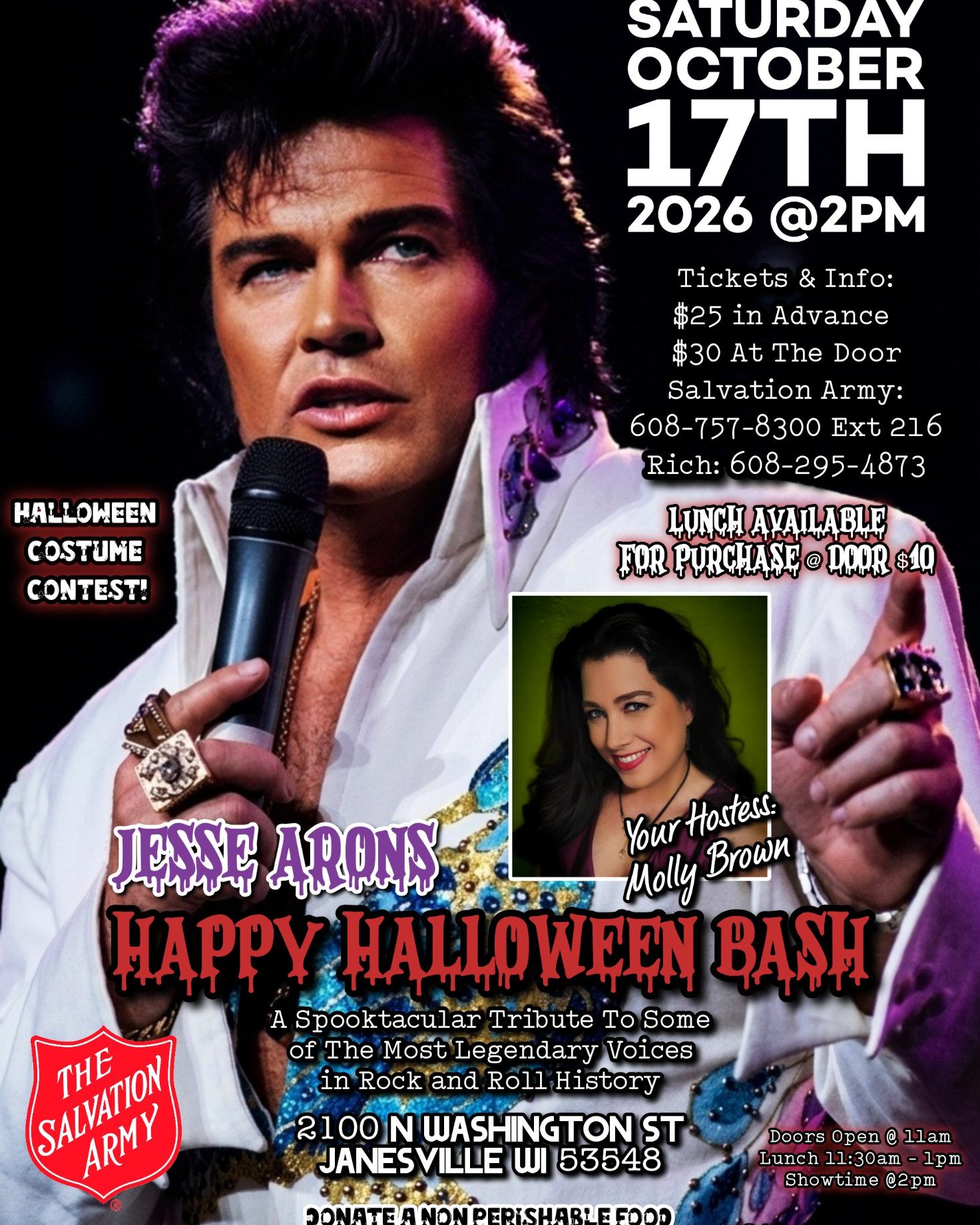 Elvis tribute event in Janesville, WI on October 17th, 2026