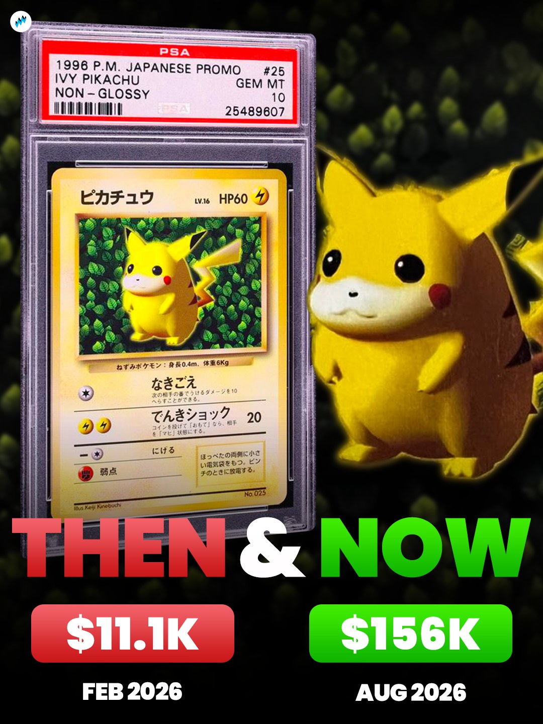 ポケモンカードゲーム PSA10 Ivy Pikachu PSA 10 1996 Japanese Promo Ivy Pikachu sold for $156,000 after 6