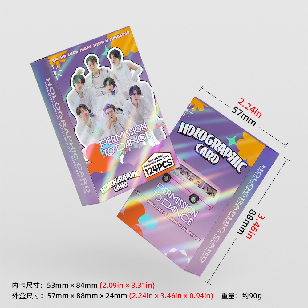 BTS PERMISSION TO DANCE 124PCSセット BTS 124pcs box Bangtan Boys PERMISSION to DANCE Laser Photocards