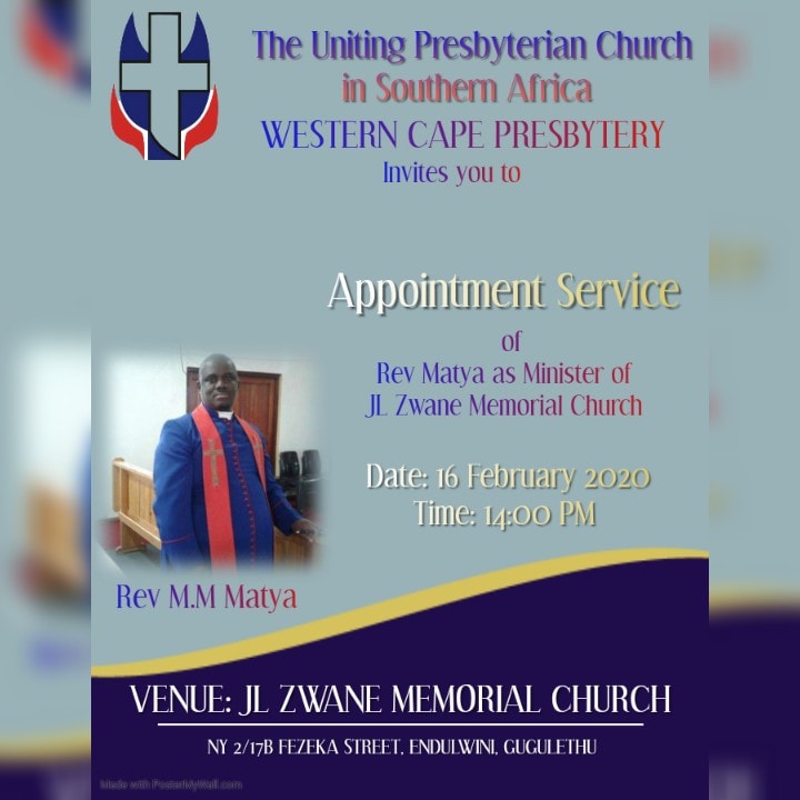 Rev MM Matya is taking a baton... - JL Zwane Memorial Church