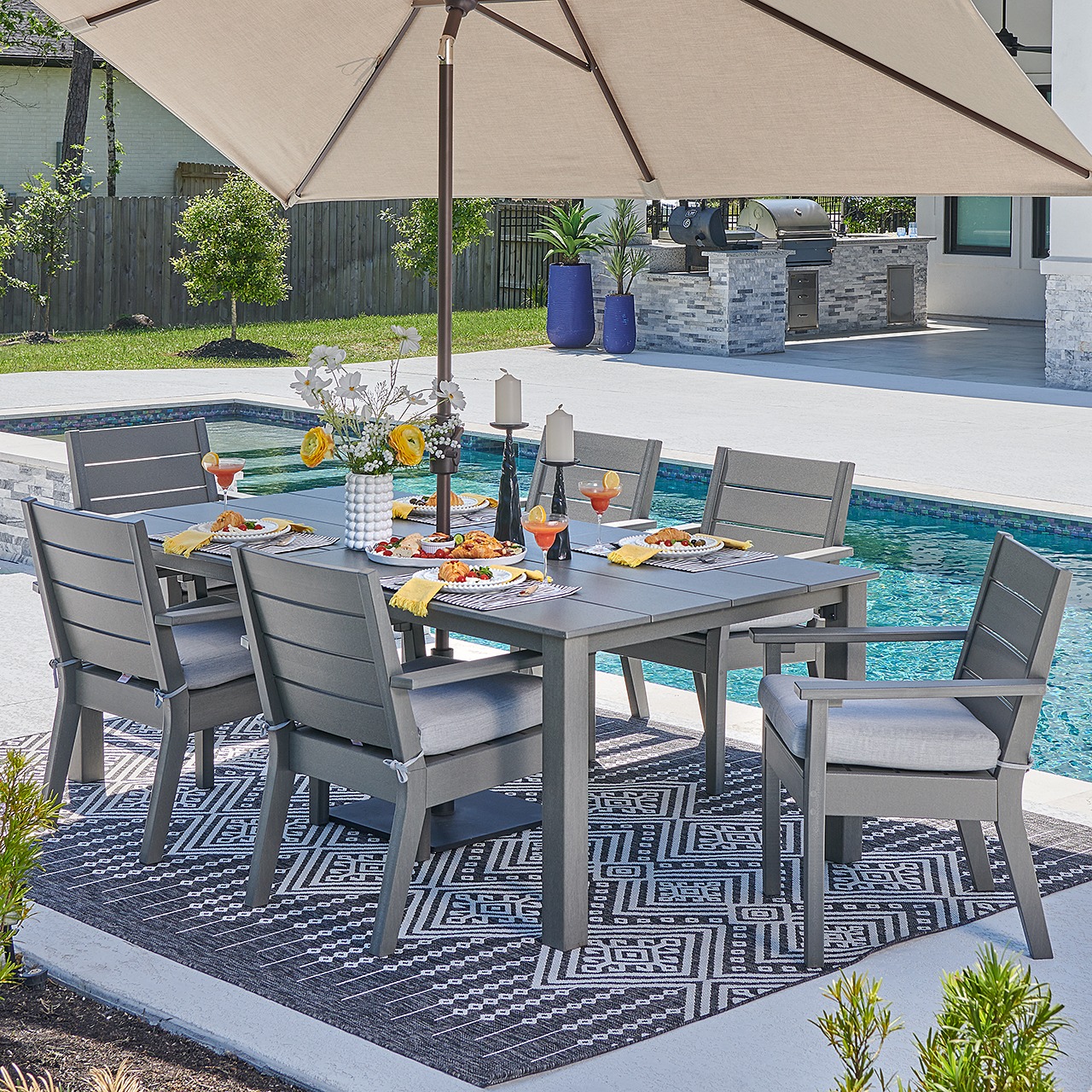 fortunoff backyard patio umbrella 9ft Manual-tilted Outdoor with Crank Handle firmness and durability Heavy Free 9 ft patio umbrella