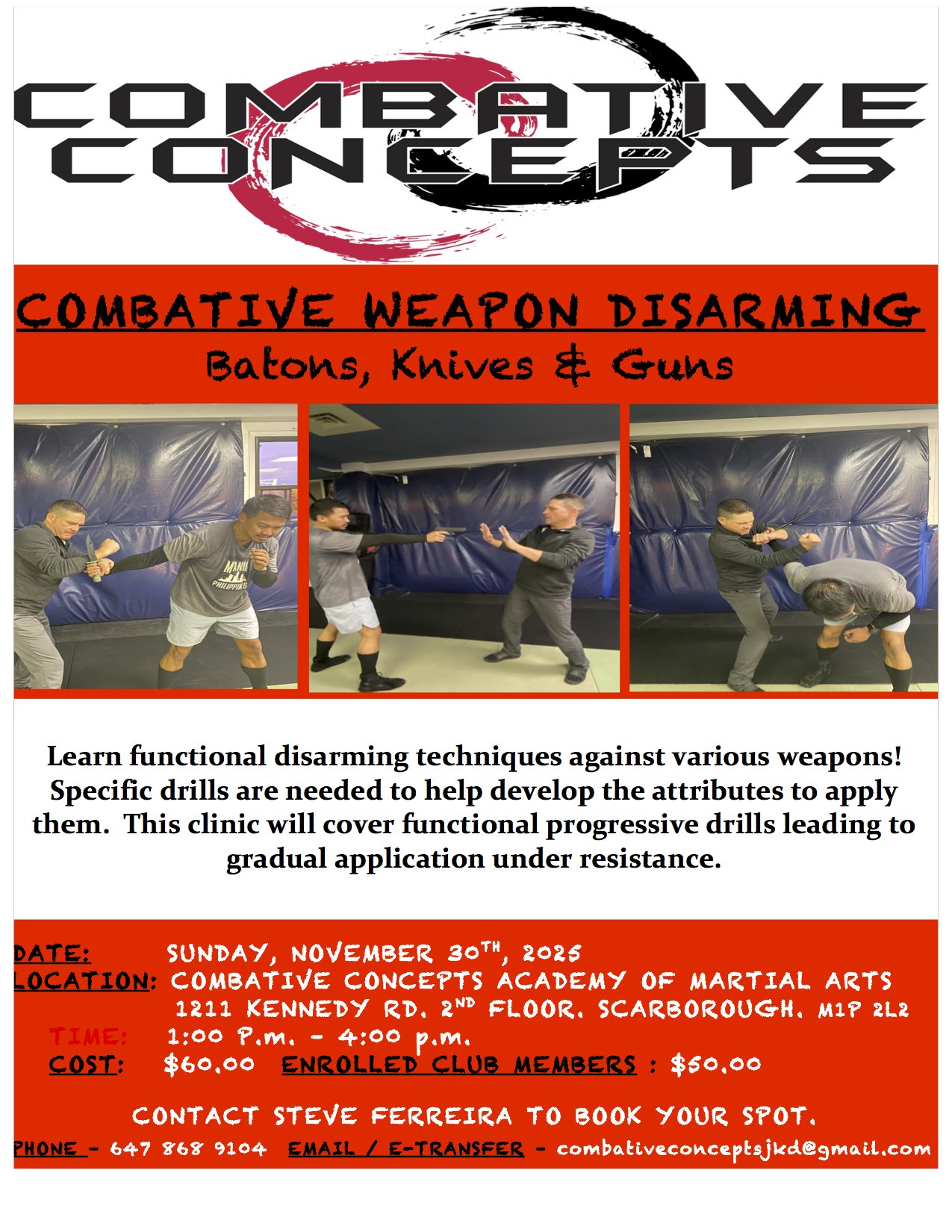 COMBATIVE WEAPON DISARMING CLINIC